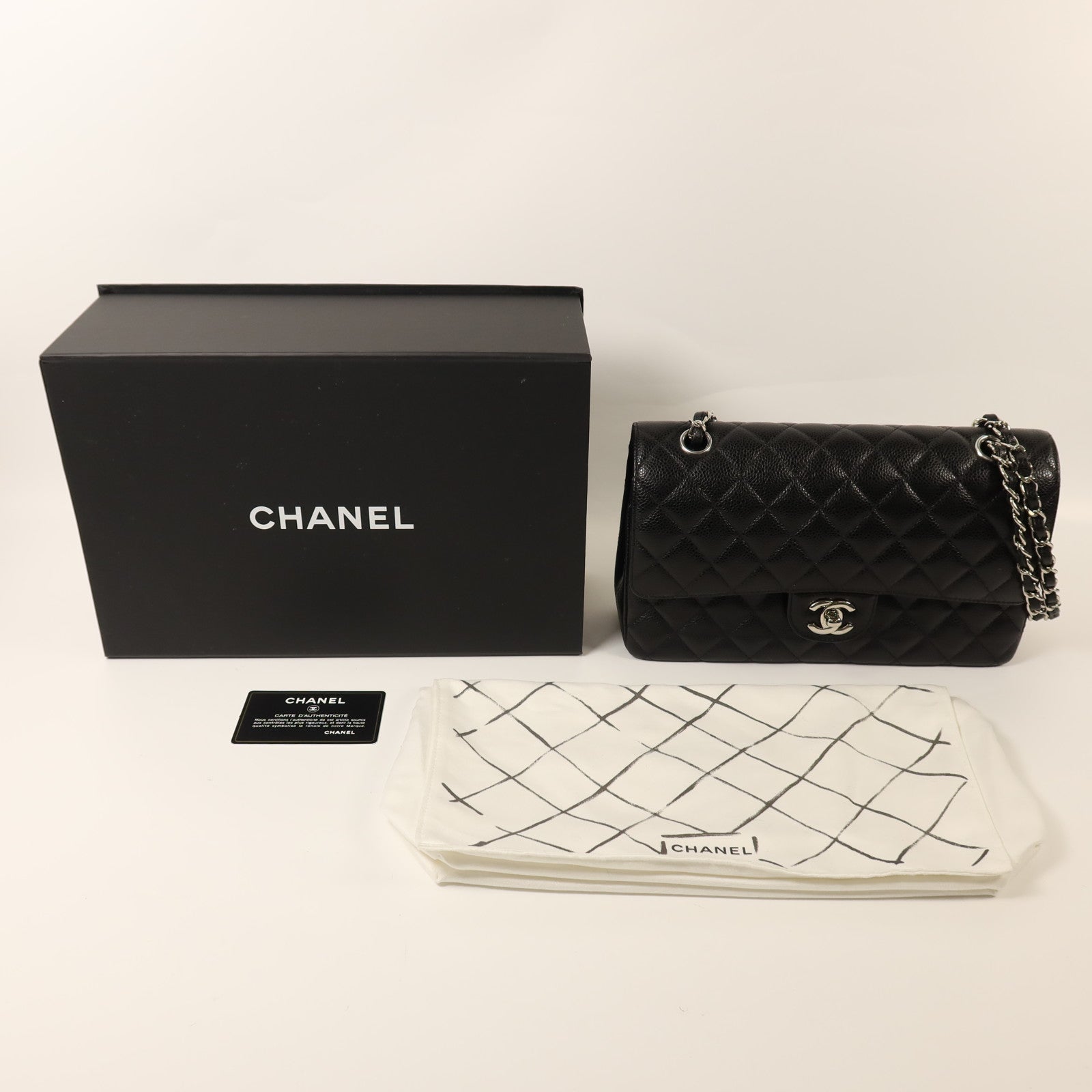 CHANEL 牛皮皮革Classic 25銀扣鏈帶肩背袋