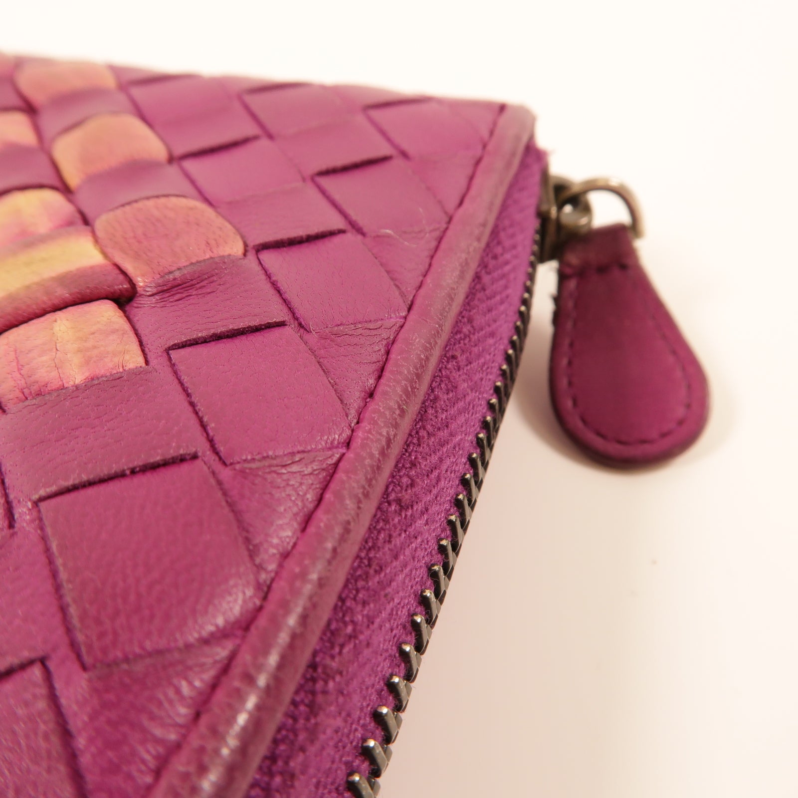 BOTTEGA VENETA 【激減優惠】羊皮皮革Long Wallet銀扣長錢包紫色