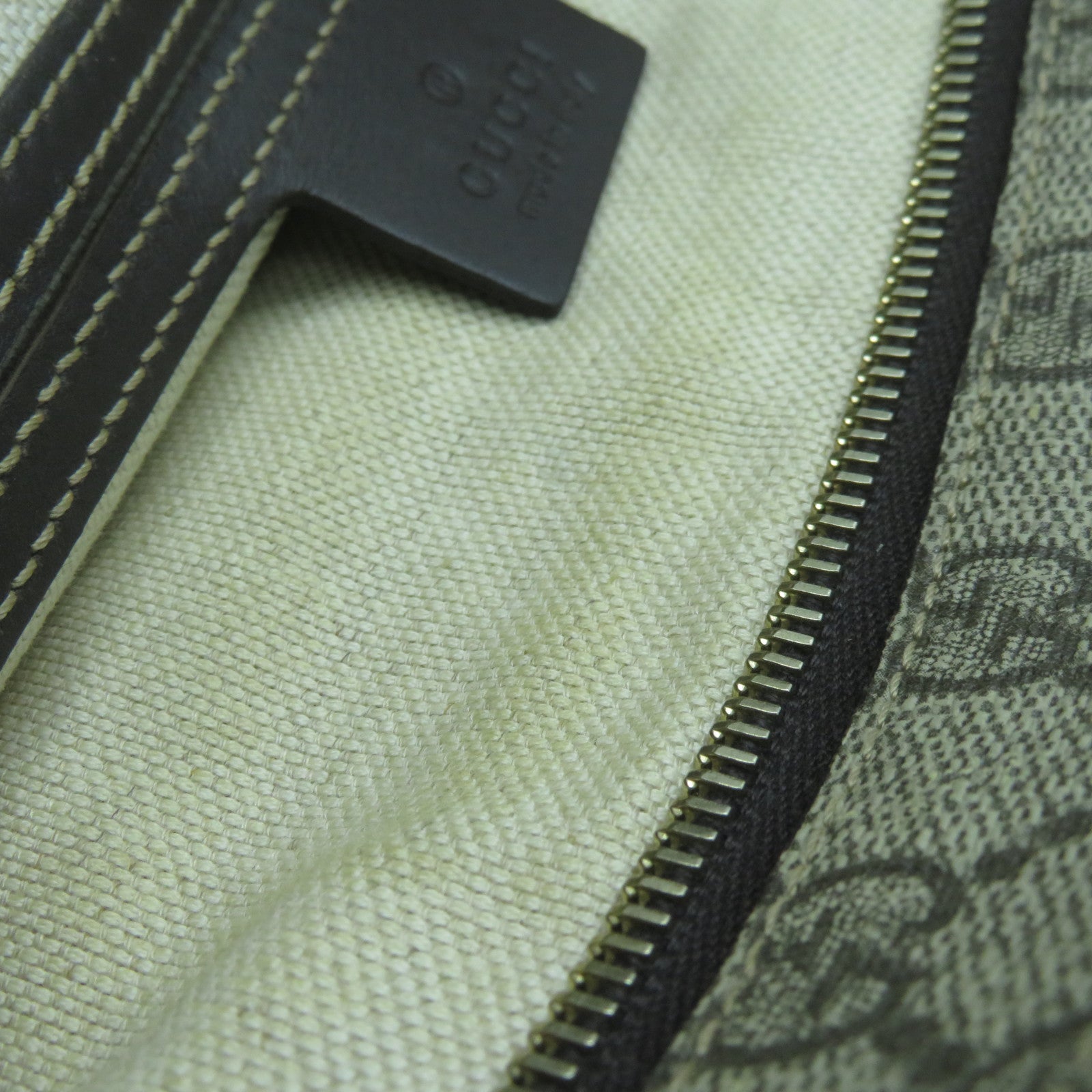 GUCCI 塗層帆布Shoulder Bag金扣肩背袋啡色