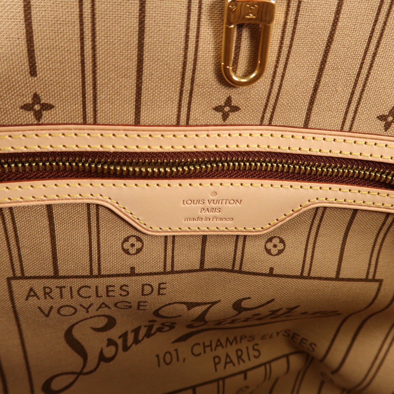 LOUIS VUITTON Monogram Neverfull MM金扣手挽袋