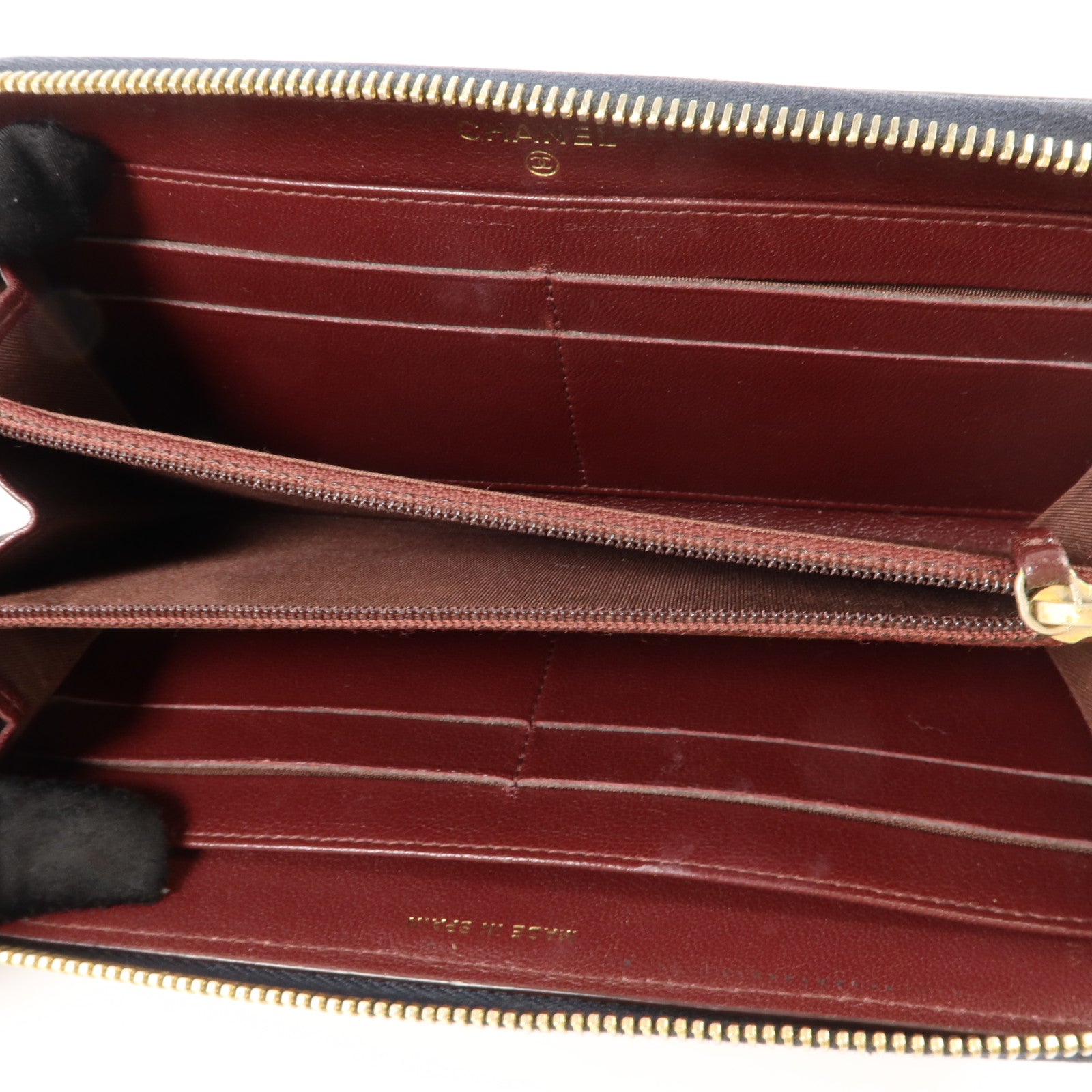 CHANEL 羊皮皮革Vintage Long Zipped Wallet金扣長錢包