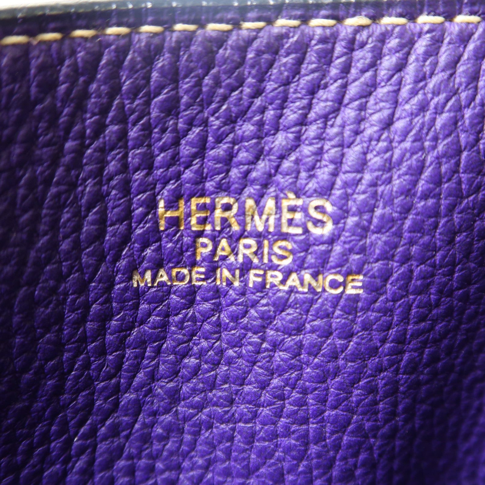 HERMES Clemence皮革Double Sens手挽袋藍色/紫色