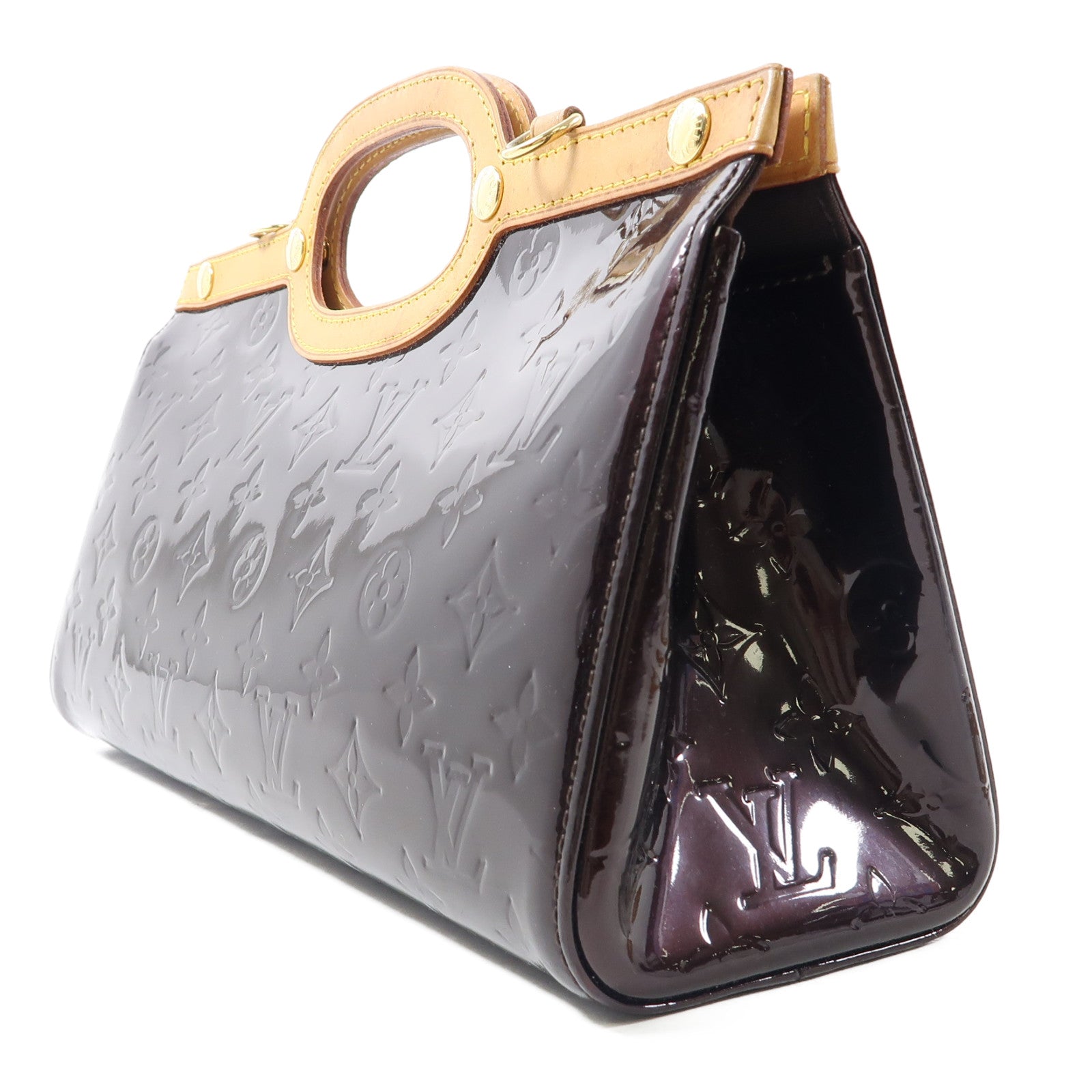 LOUIS VUITTON Monogram Vernis Roxbury Drive金扣手挽肩背兩用袋酒紅色