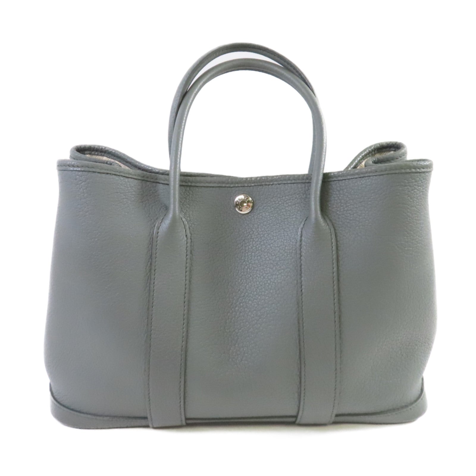 HERMES Negonda皮革Garden Party TPM Tote Bag銀扣手挽袋63 Vert Amande杏仁綠色
