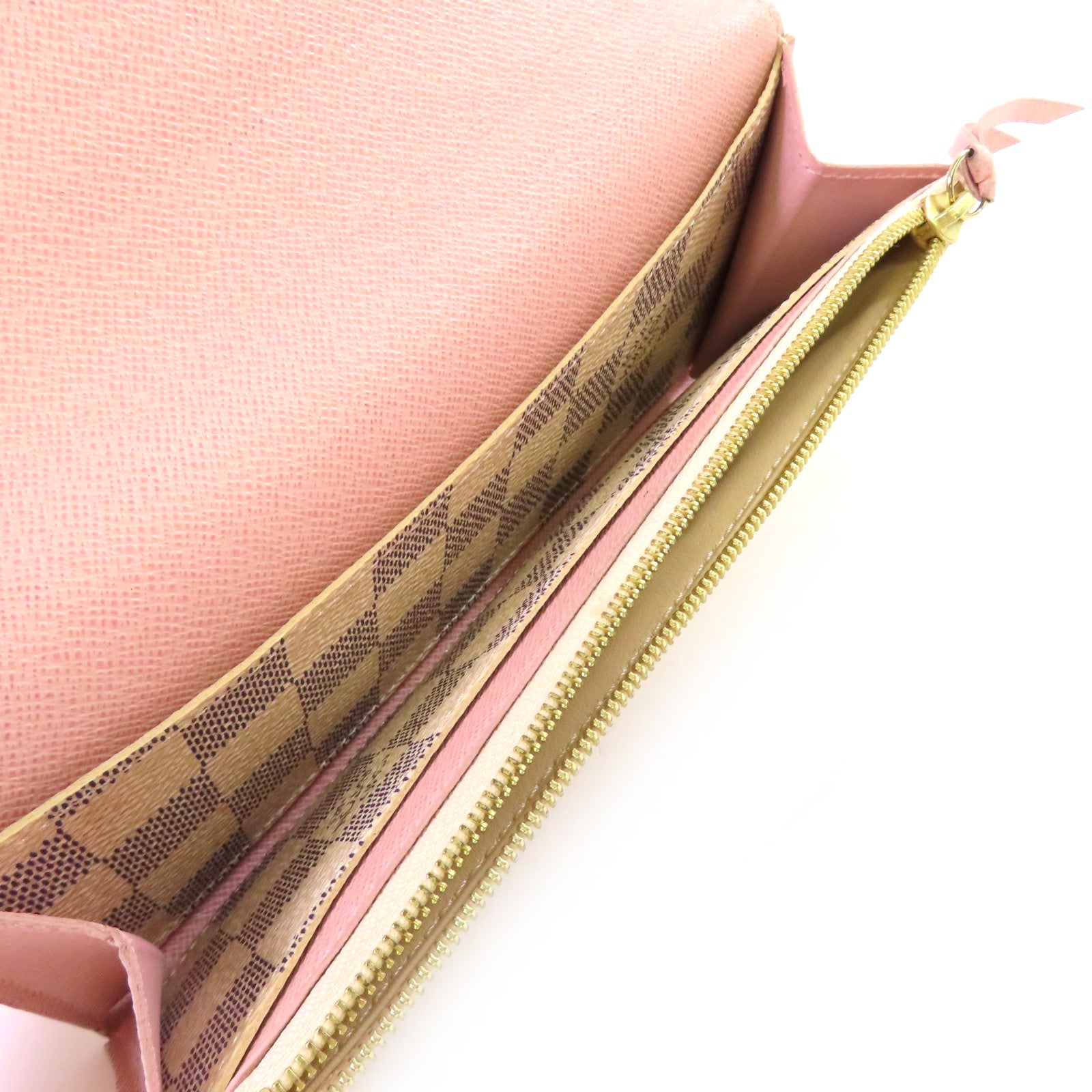 LOUIS VUITTON 【激減優惠】Damier Azur Emilie Long Wallet金扣長錢包米白色/粉紅色