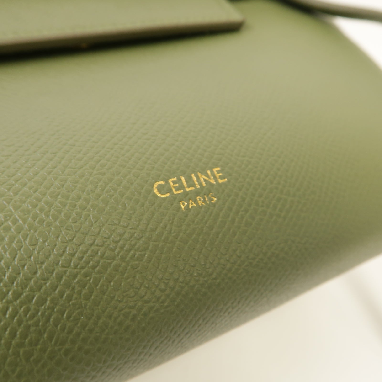 CELINE 牛皮皮革Nano Belt Bag金扣手挽肩背兩用袋綠色