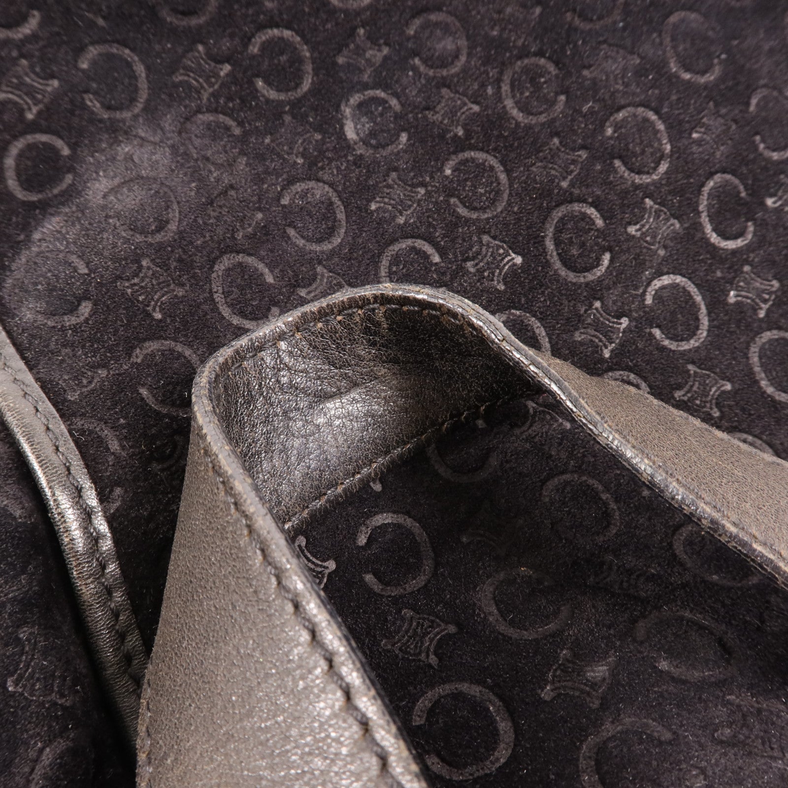CELINE 麂皮皮革Vintage Shoulder Bag 055銀扣肩背袋