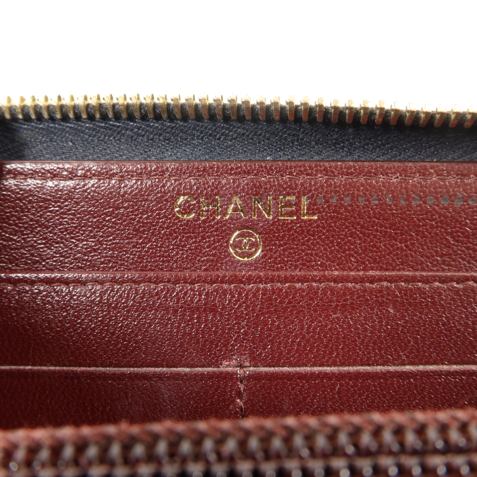 CHANEL 羊皮皮革Vintage Long Zipped Wallet金扣長錢包