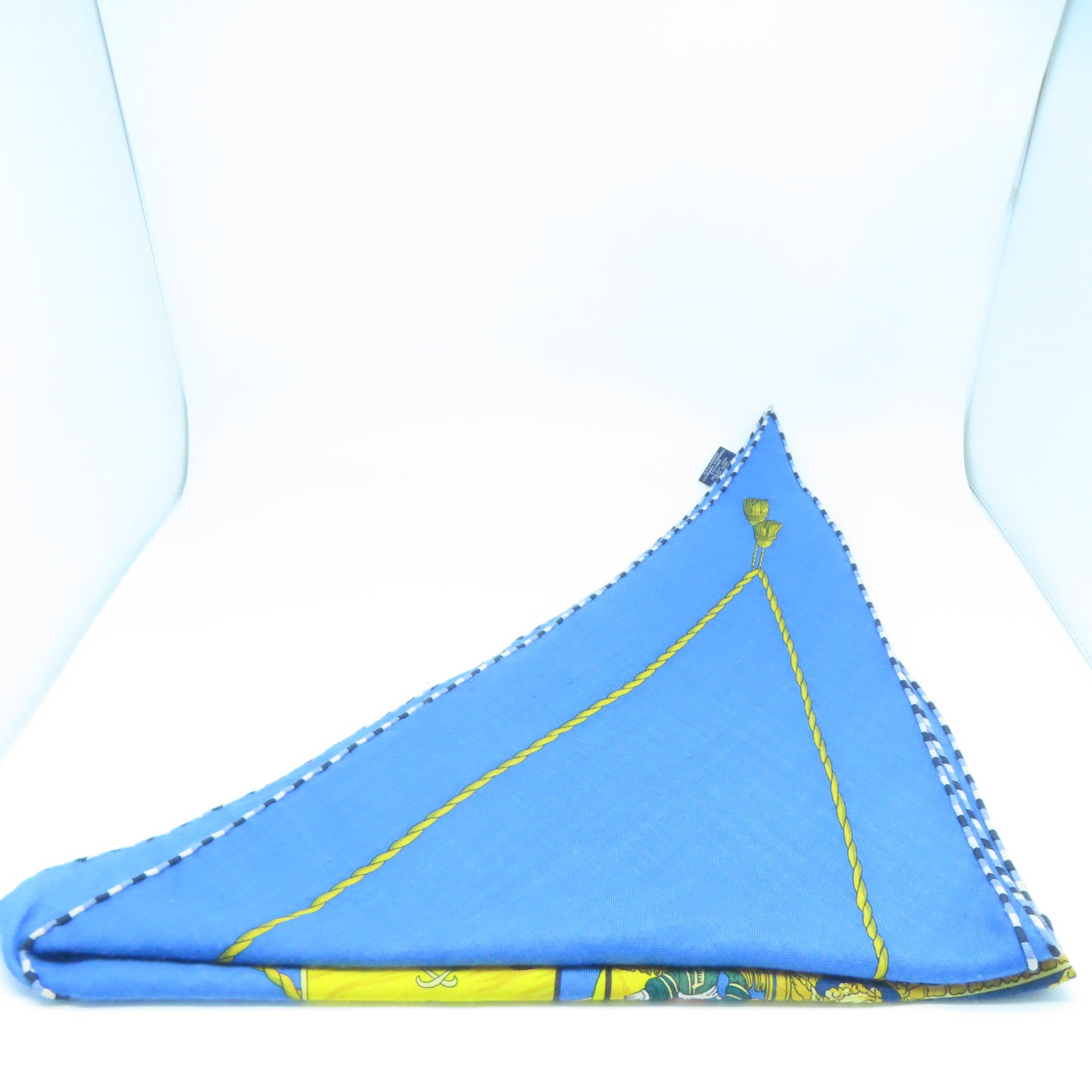 HERMES 【激減優惠】羊絨/絲質Scarf圍巾藍色/黃色