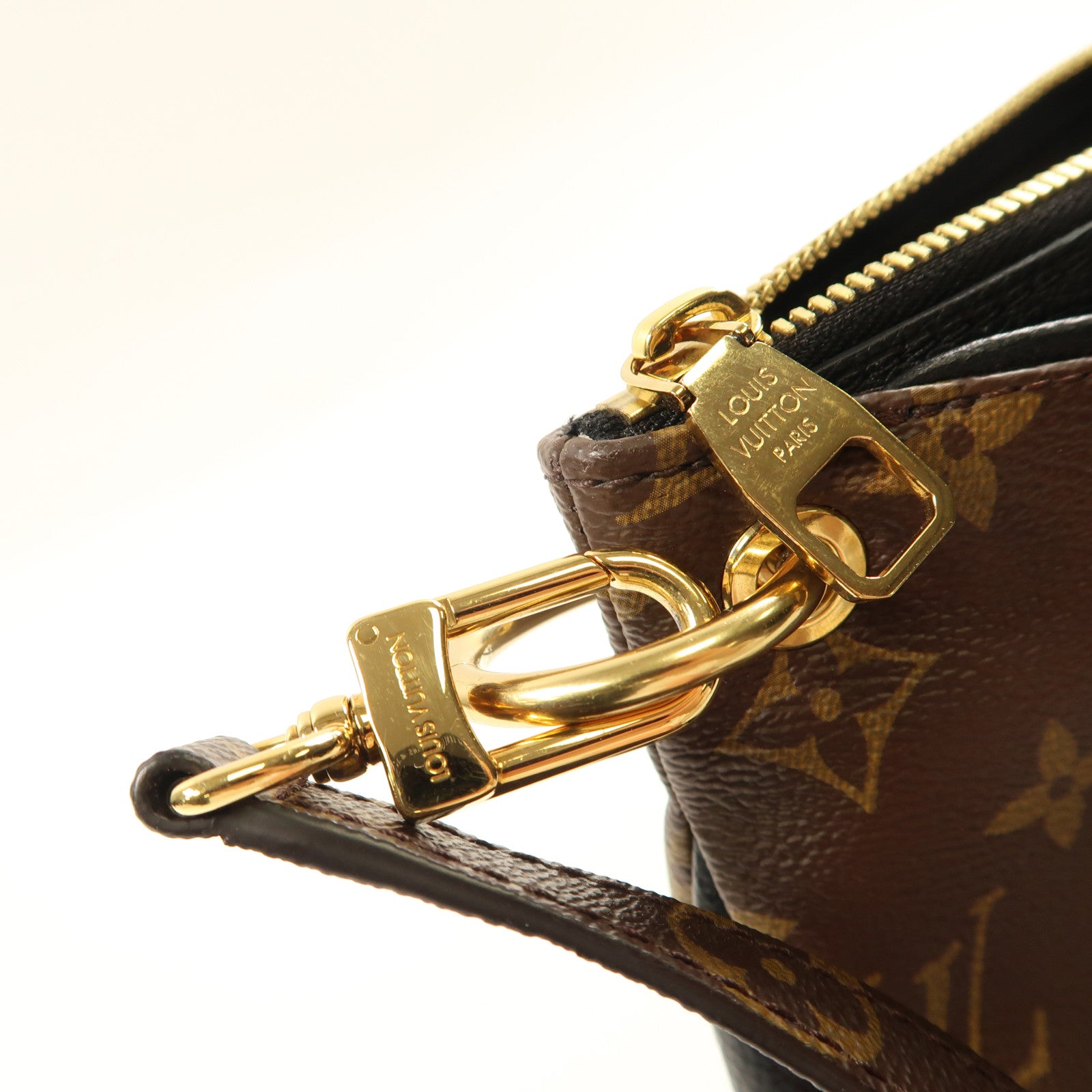 LOUIS VUITTON Monogram Pallas BB金扣手挽肩背兩用袋啡色/黑色