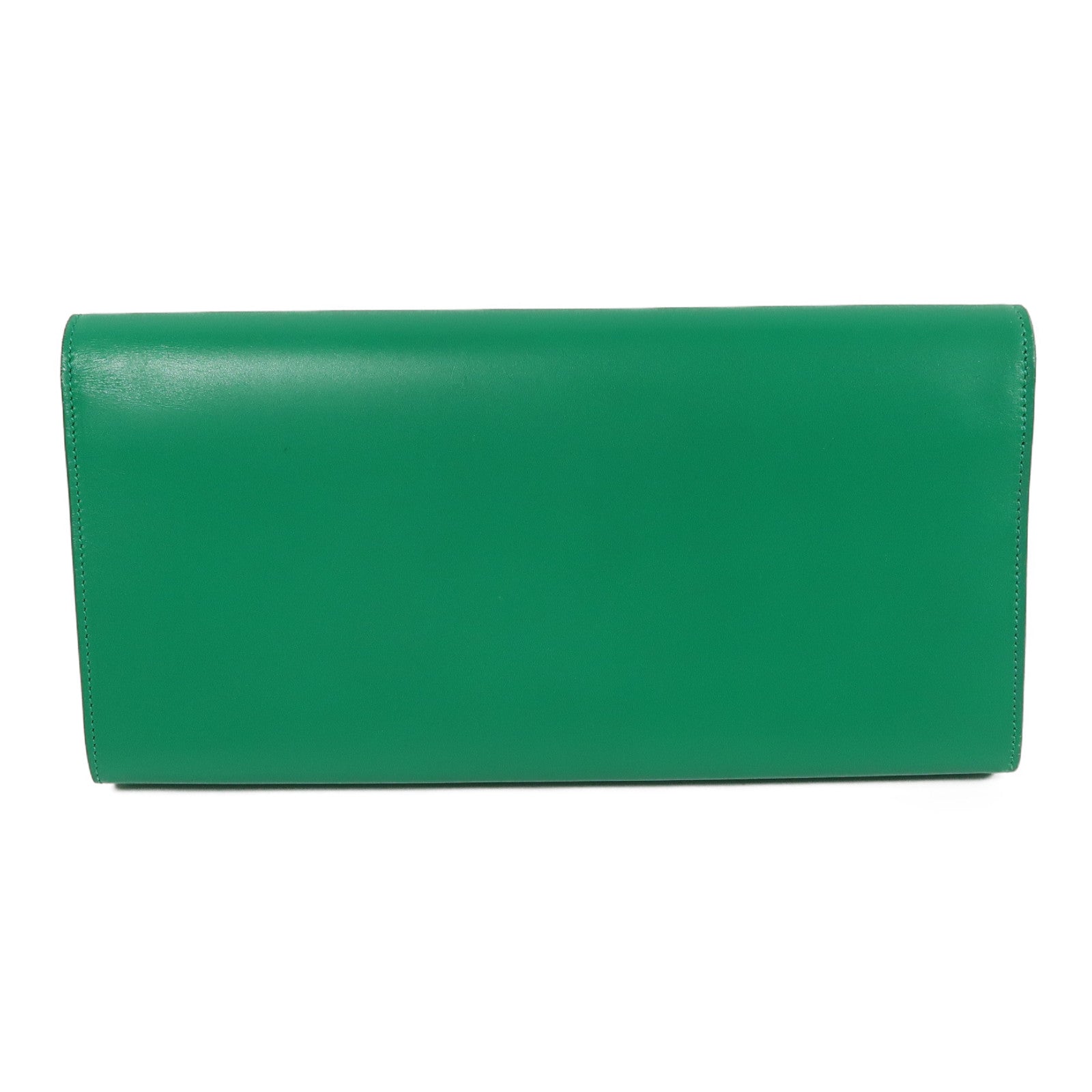 YVES SAINT LAURENT 牛皮皮革Clutch金扣手拿包綠色