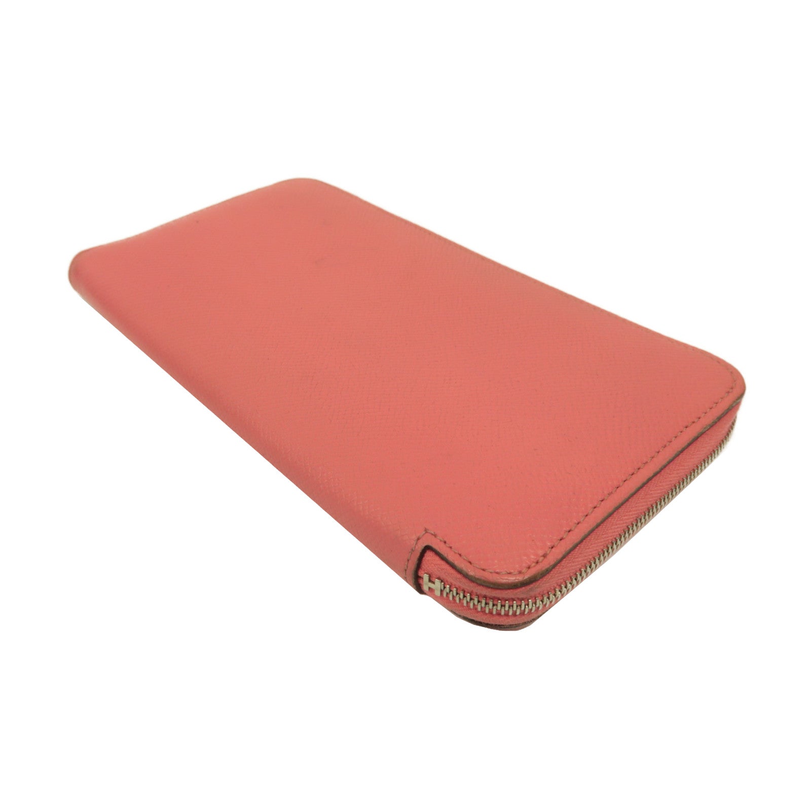 HERMES 【激減優惠】Epsom皮革Silk In Wallet銀扣拉鍊長錢包玫瑰杜鵑粉色
