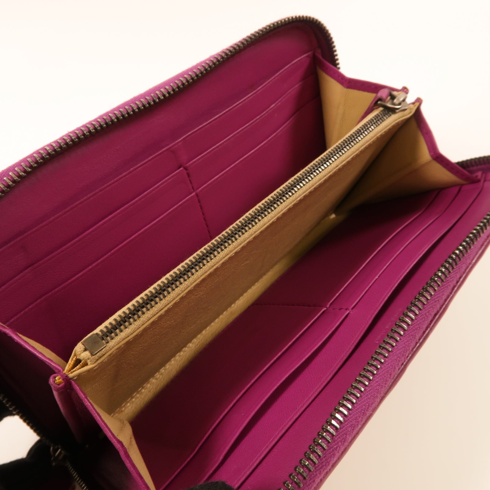 BOTTEGA VENETA 【激減優惠】羊皮皮革Long Wallet銀扣長錢包紫色