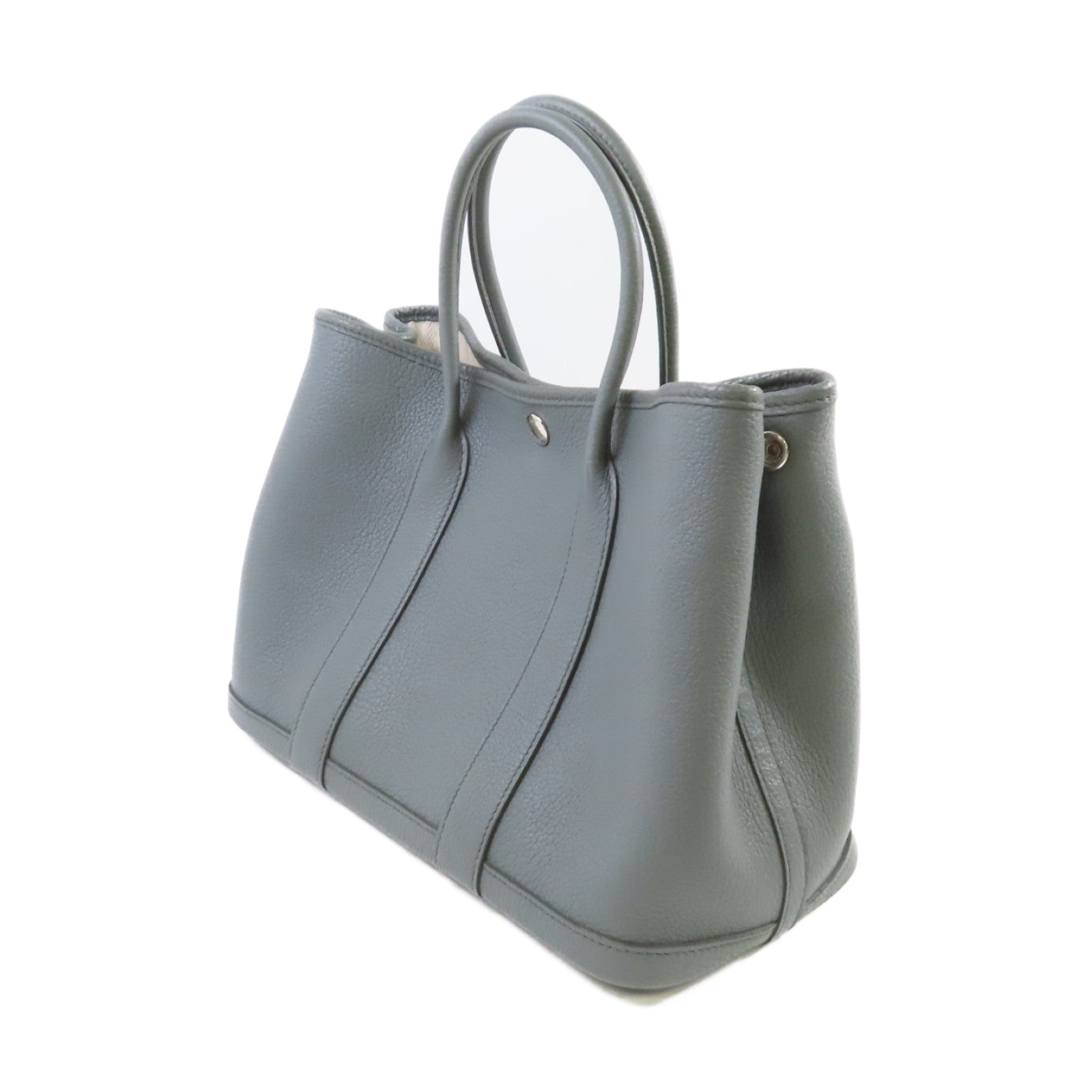 HERMES Negonda皮革Garden Party TPM Tote Bag銀扣手挽袋63 Vert Amande杏仁綠色