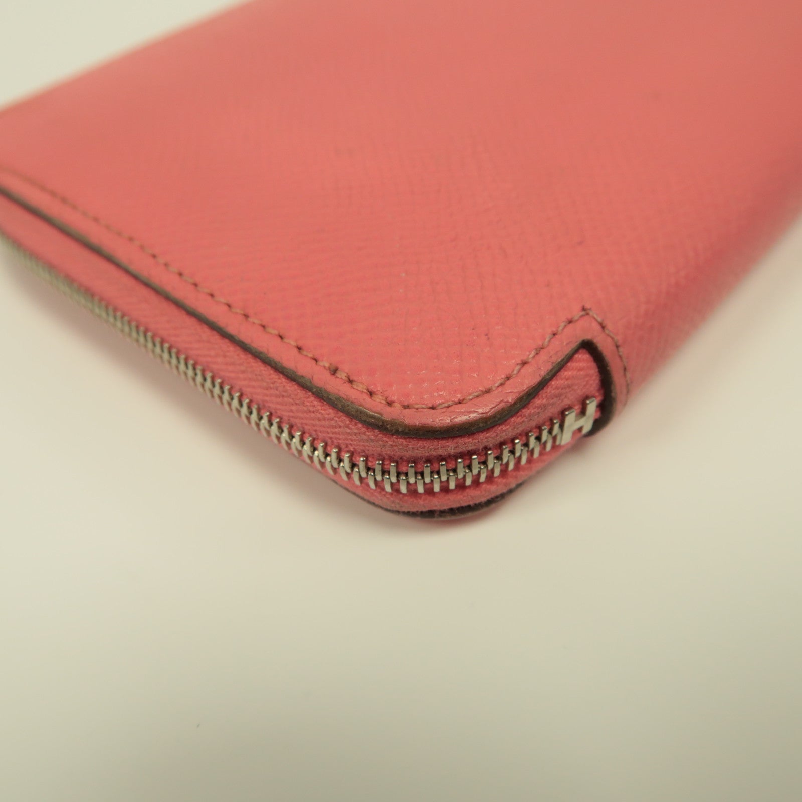 HERMES 【激減優惠】Epsom皮革Silk In Wallet銀扣拉鍊長錢包玫瑰杜鵑粉色