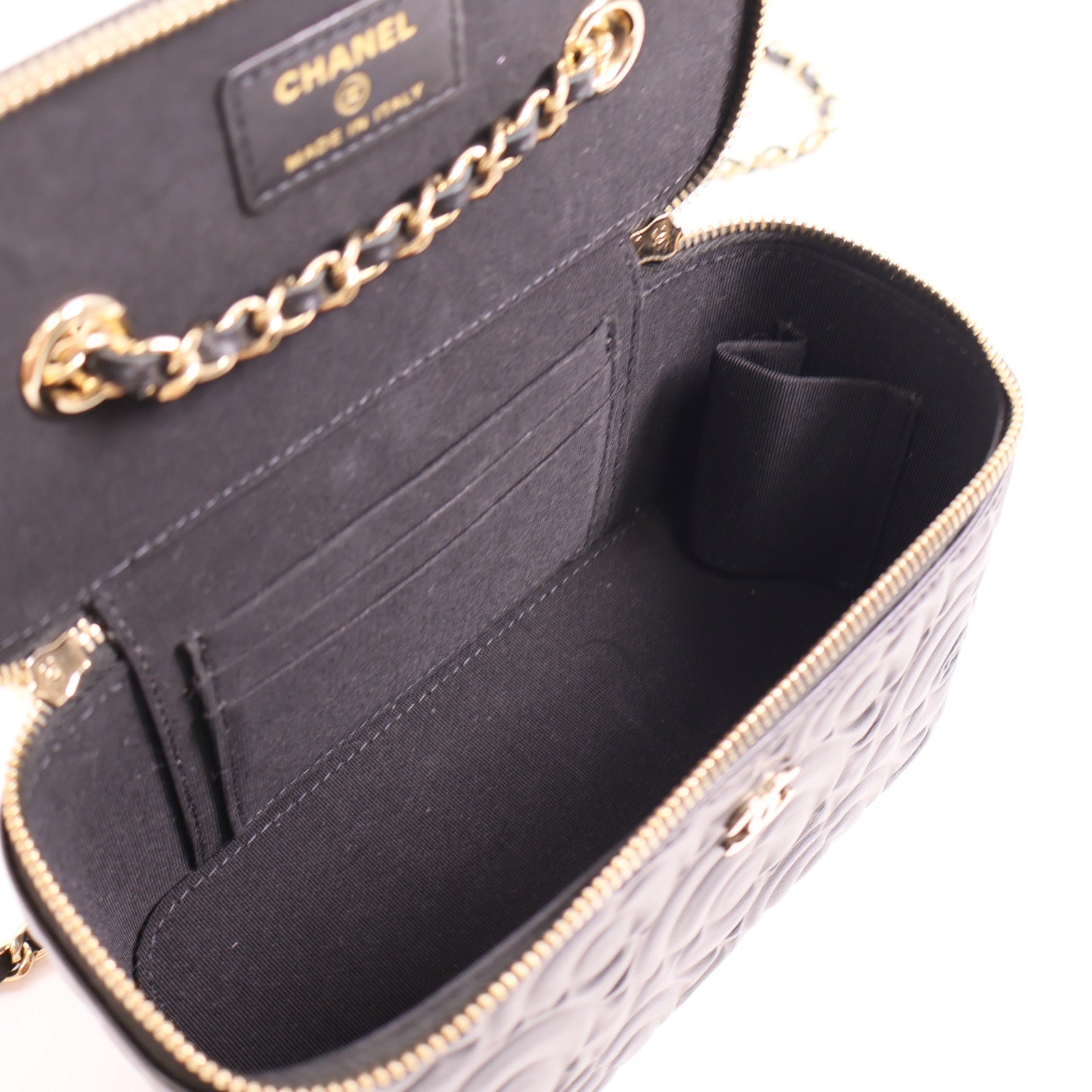 CHANEL CC GHW Vanity CaseChain Shoulder Bag Calfskin Leather Black