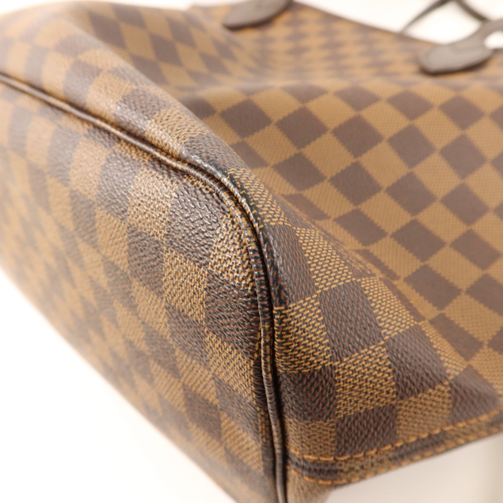 LOUIS VUITTON Damier Neverfull MM金扣手挽袋