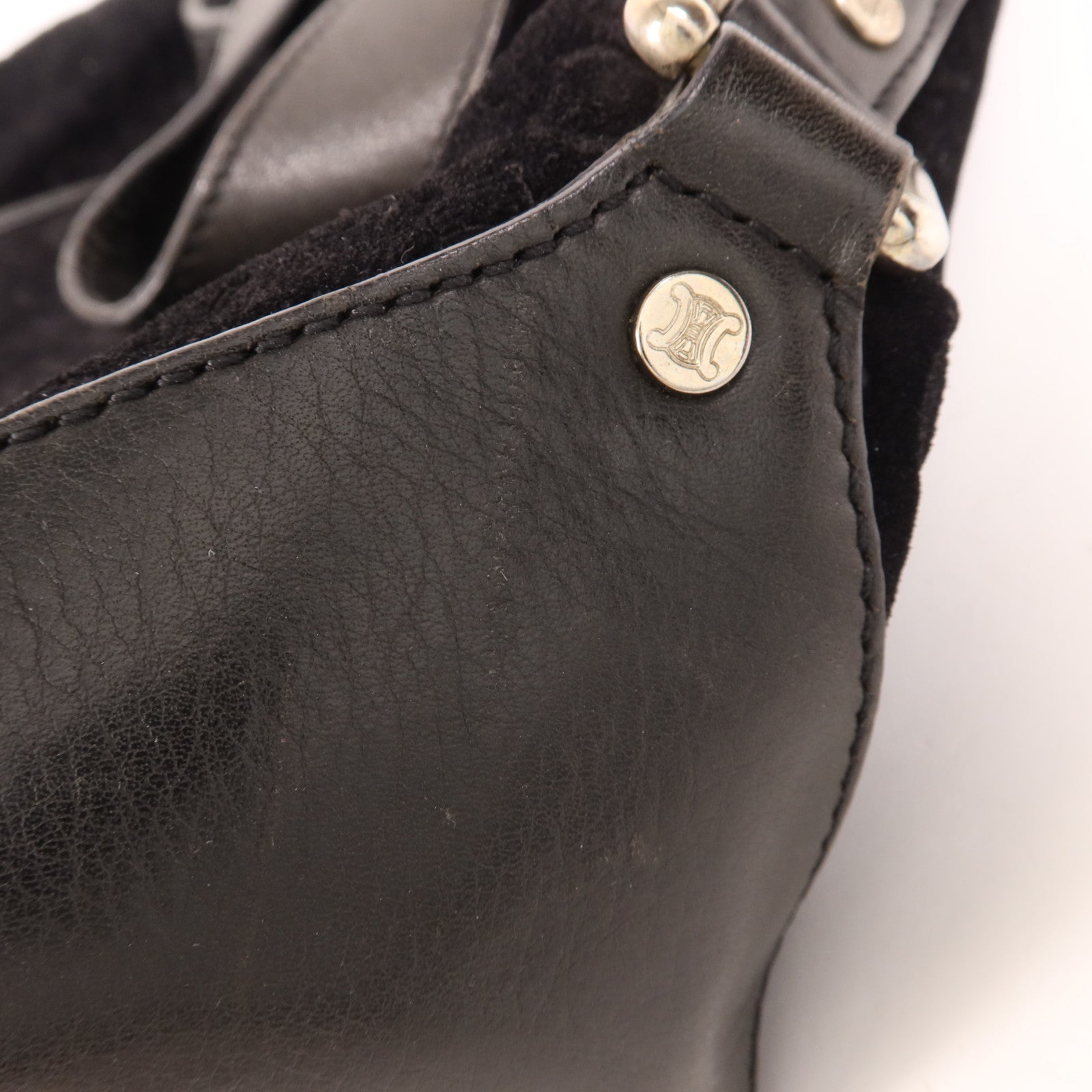 CELINE 麂皮皮革Vintage Shoulder Bag 055銀扣肩背袋