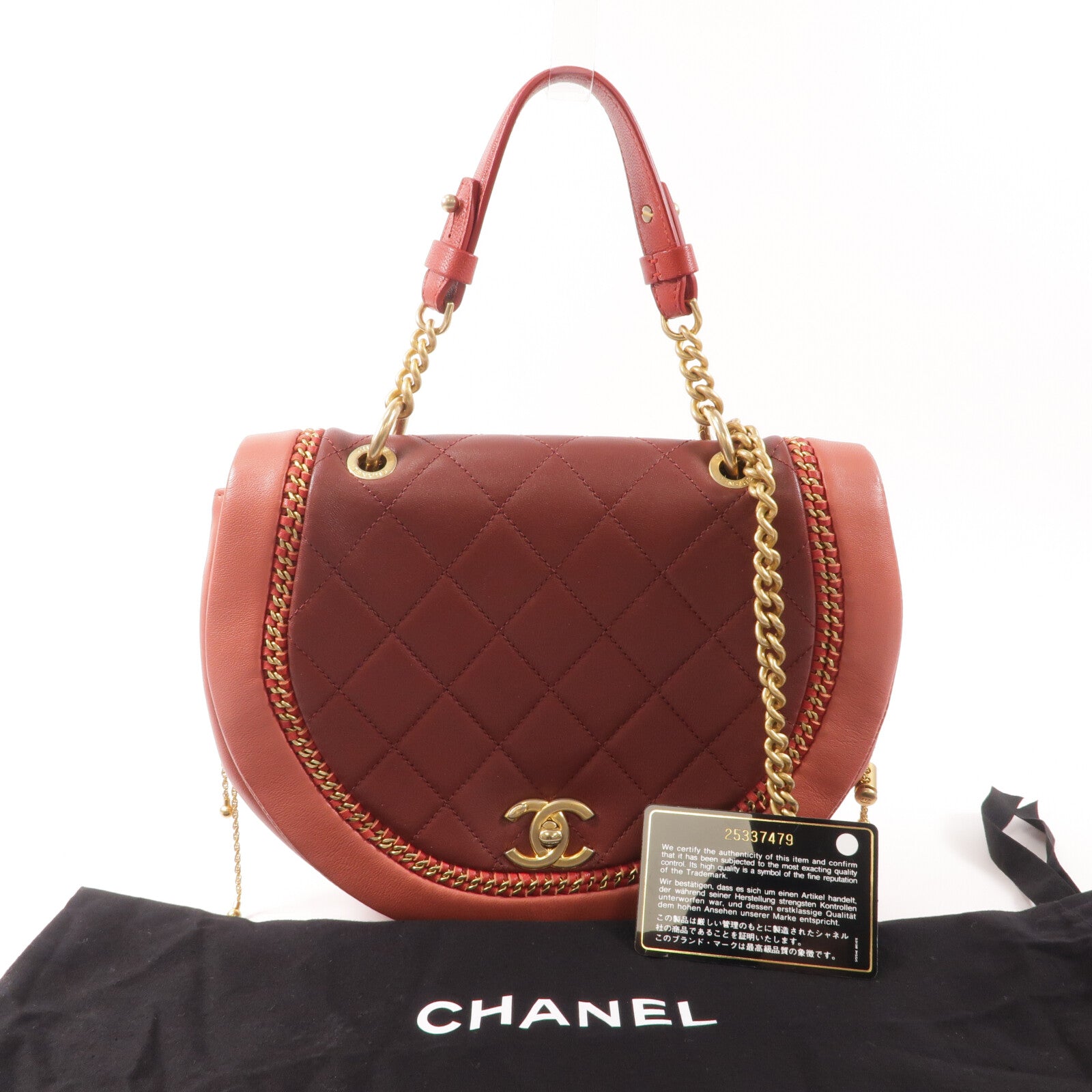 CHANEL 牛皮皮革Chain Shoulder鏈帶手挽肩背兩用袋