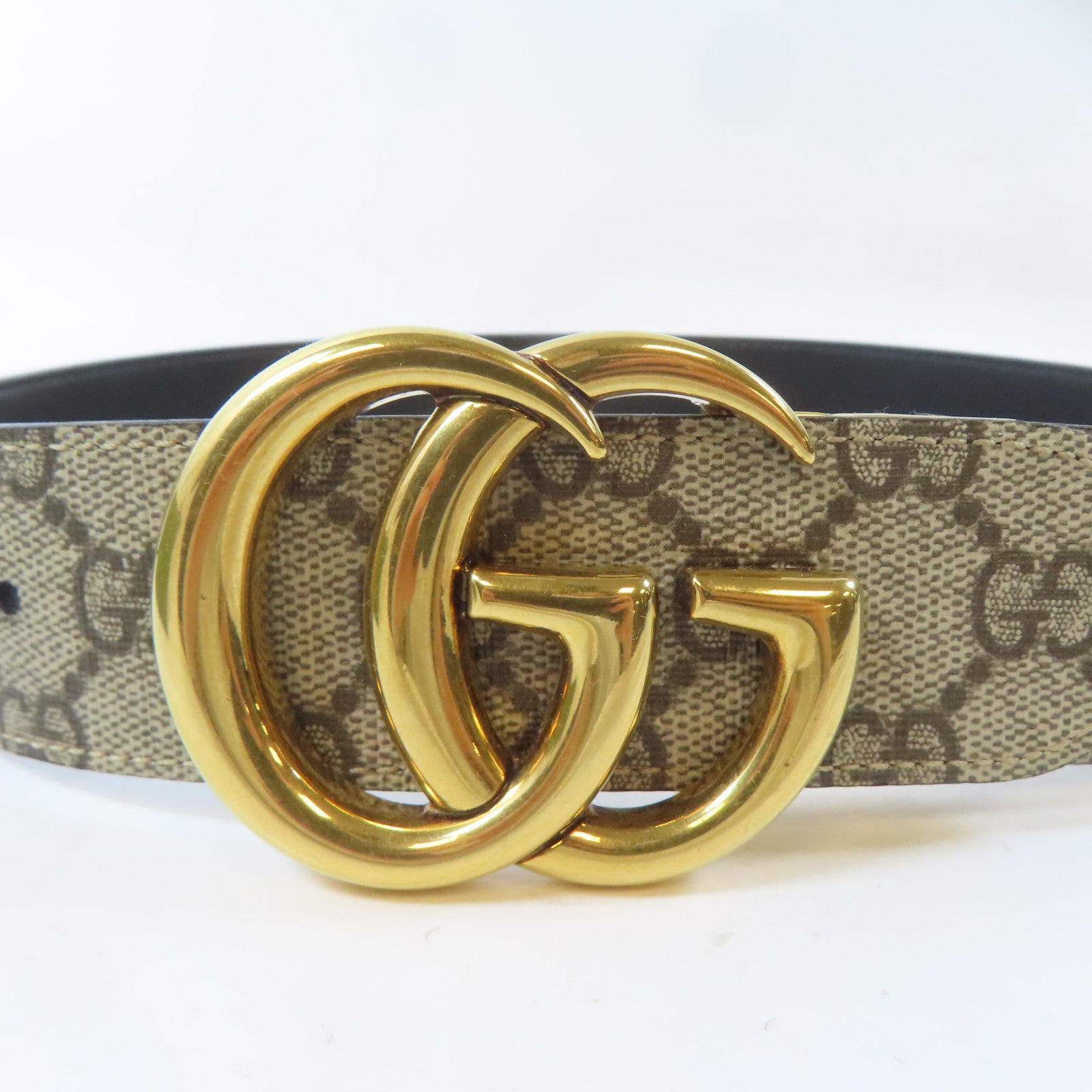 GUCCI 【激減優惠】PVC GG Marmont Reversible Belt皮帶米色
