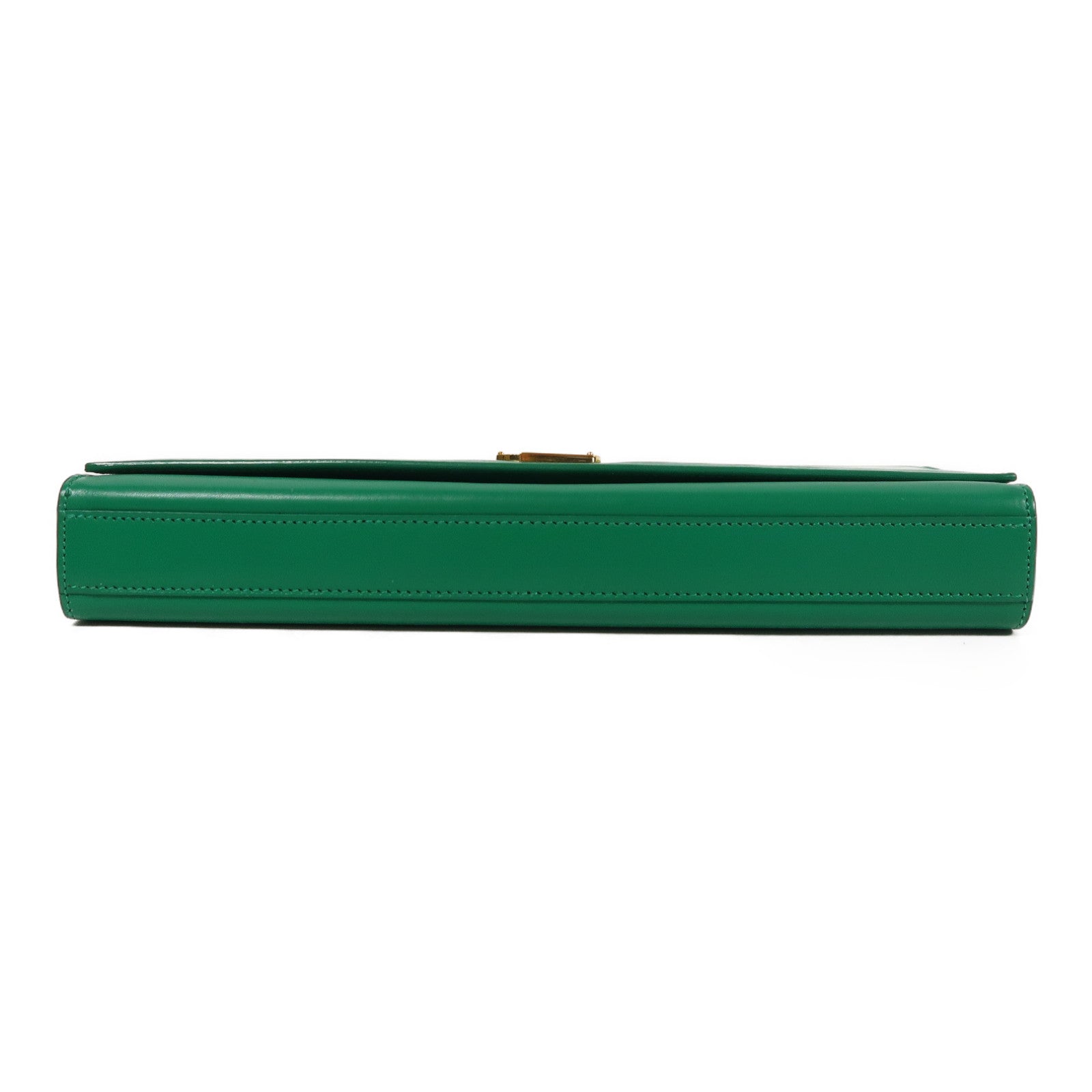YVES SAINT LAURENT 牛皮皮革Clutch金扣手拿包綠色