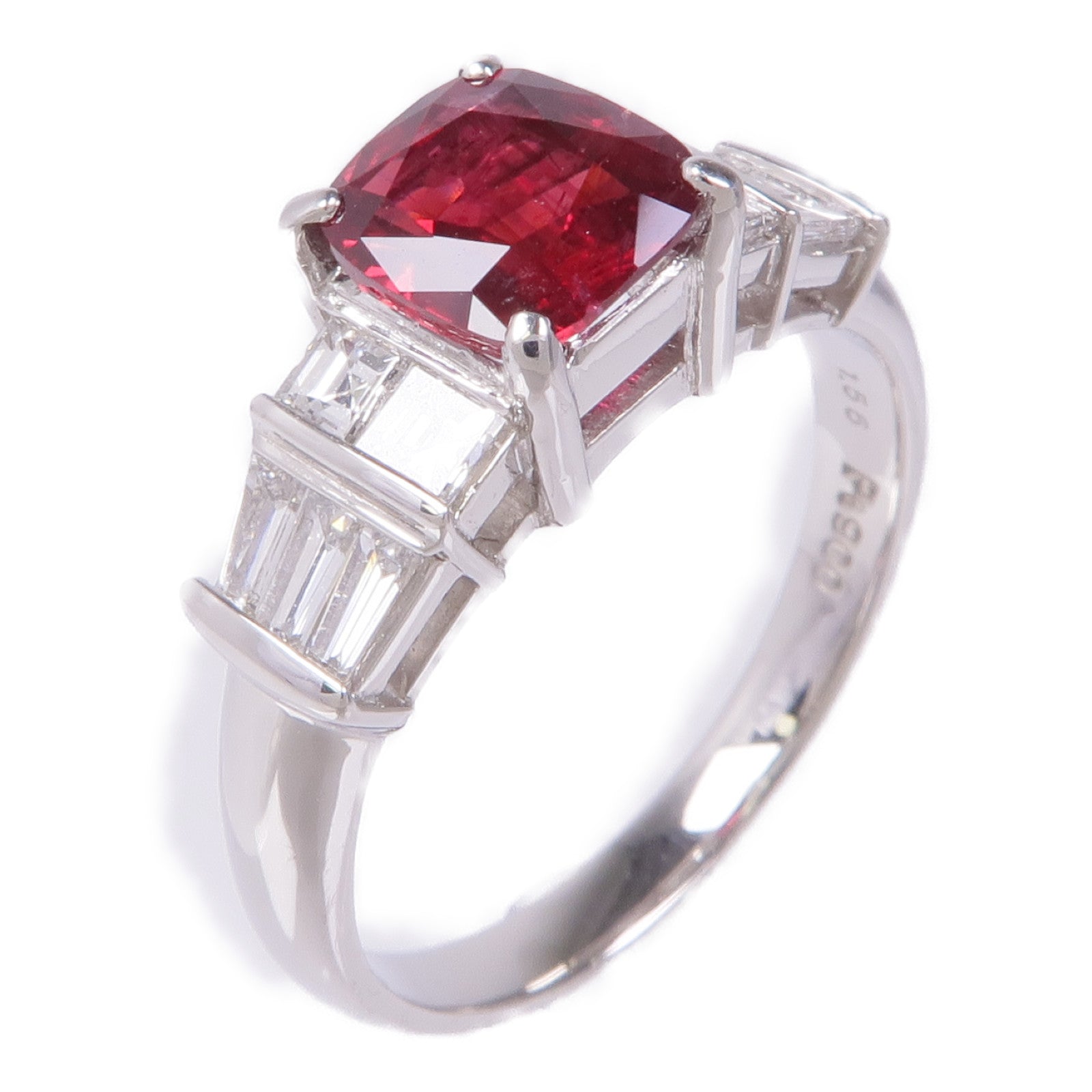JEWELRY 【激減優惠】PT900鉑金Ruby/Diamond Ring紅寶石/鑽石戒指US#7.25