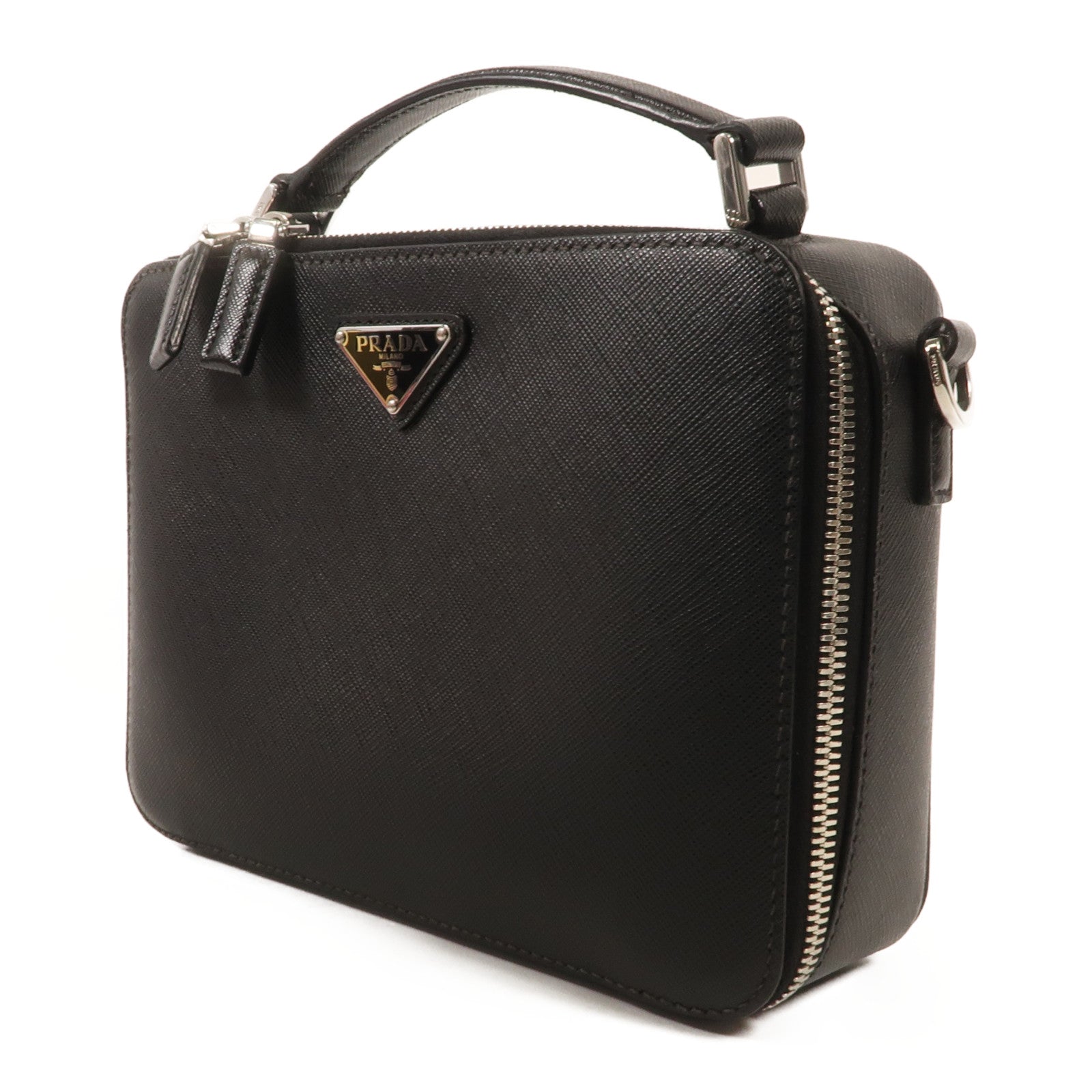 PRADA 牛皮皮革Shoulder Bag銀扣肩背袋