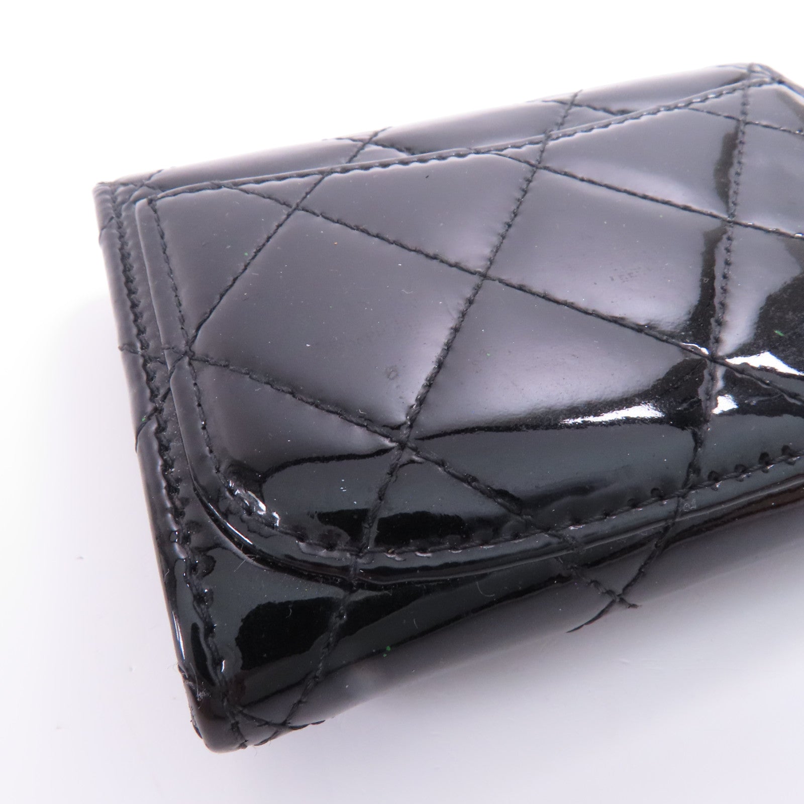 CHANEL CC SHW Card Case Patent Leather Black