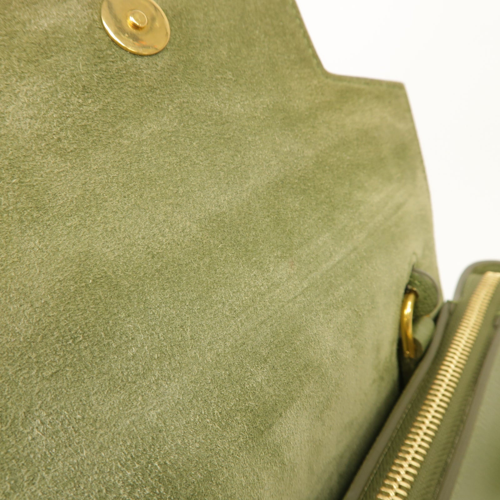 CELINE 牛皮皮革Nano Belt Bag金扣手挽肩背兩用袋綠色