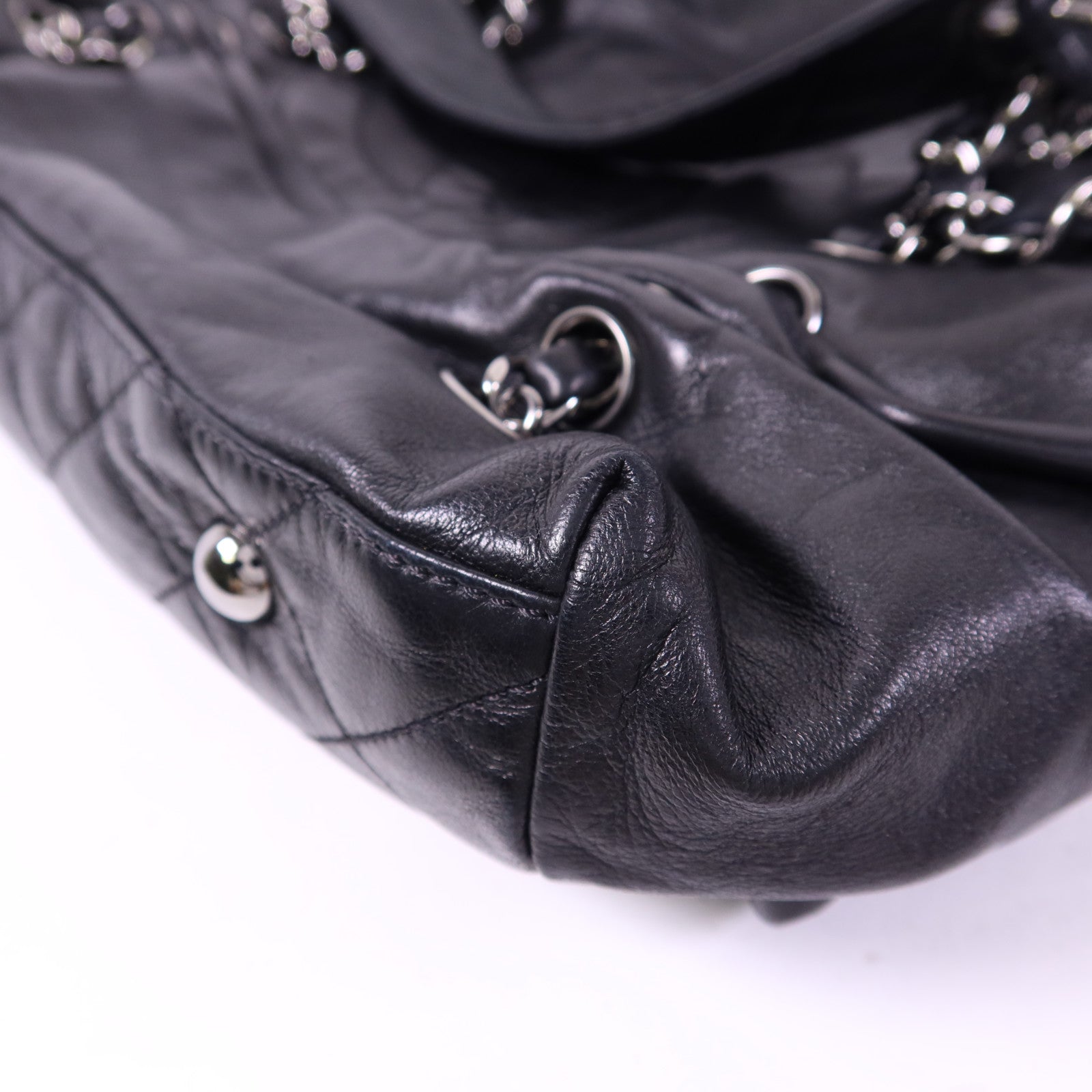 CHANEL 羊皮皮革Chain Shoulder Bag銀扣肩背袋