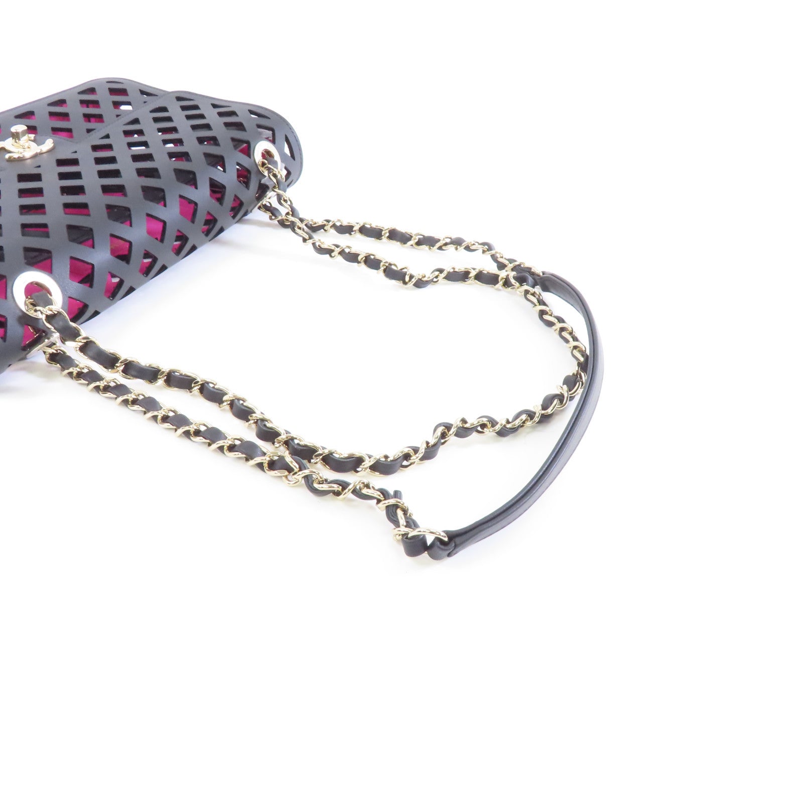 CHANEL 牛皮皮革Chain Shoulder Bag金扣肩背袋黑色