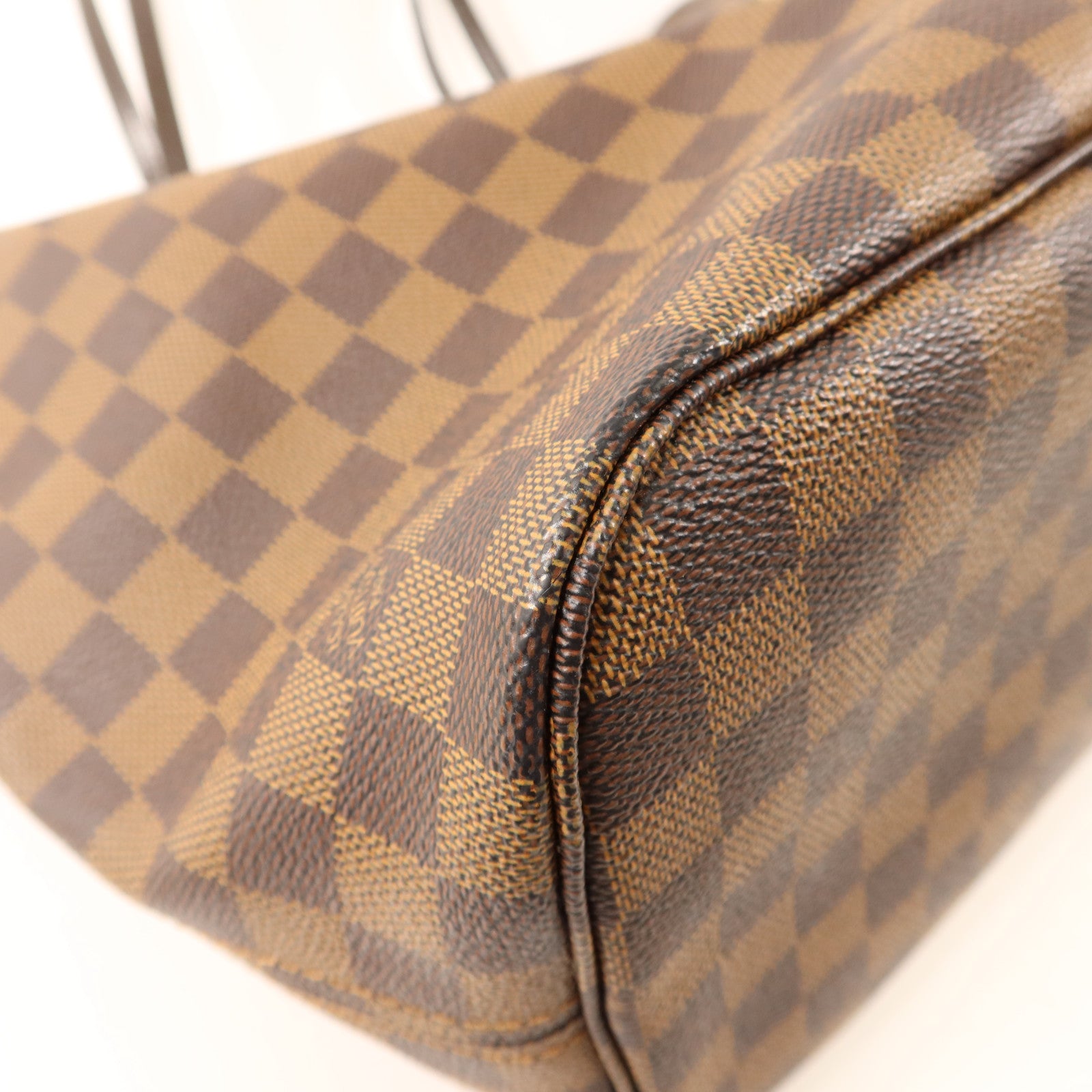 LOUIS VUITTON Damier Neverfull MM金扣手挽袋