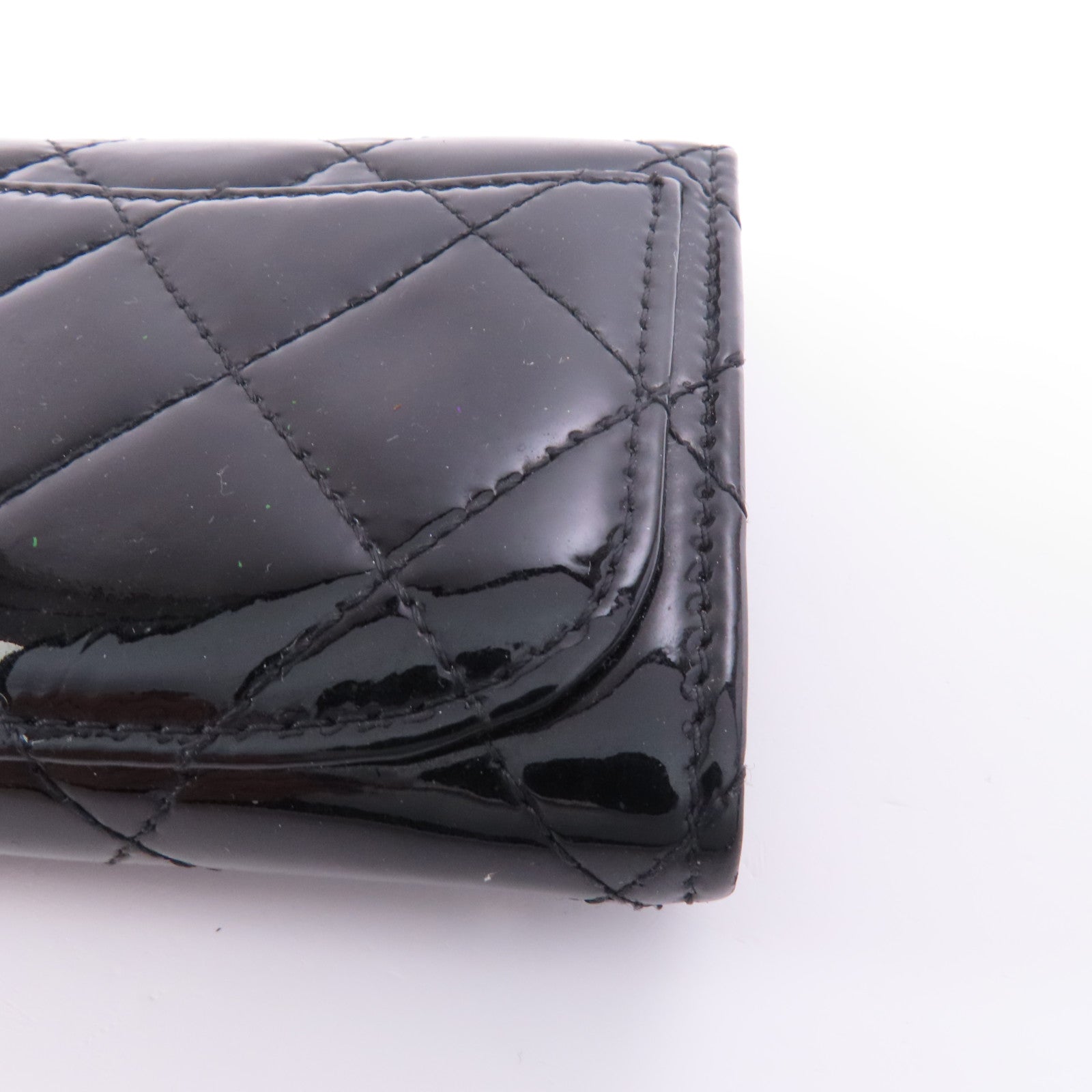 CHANEL CC SHW Card Case Patent Leather Black