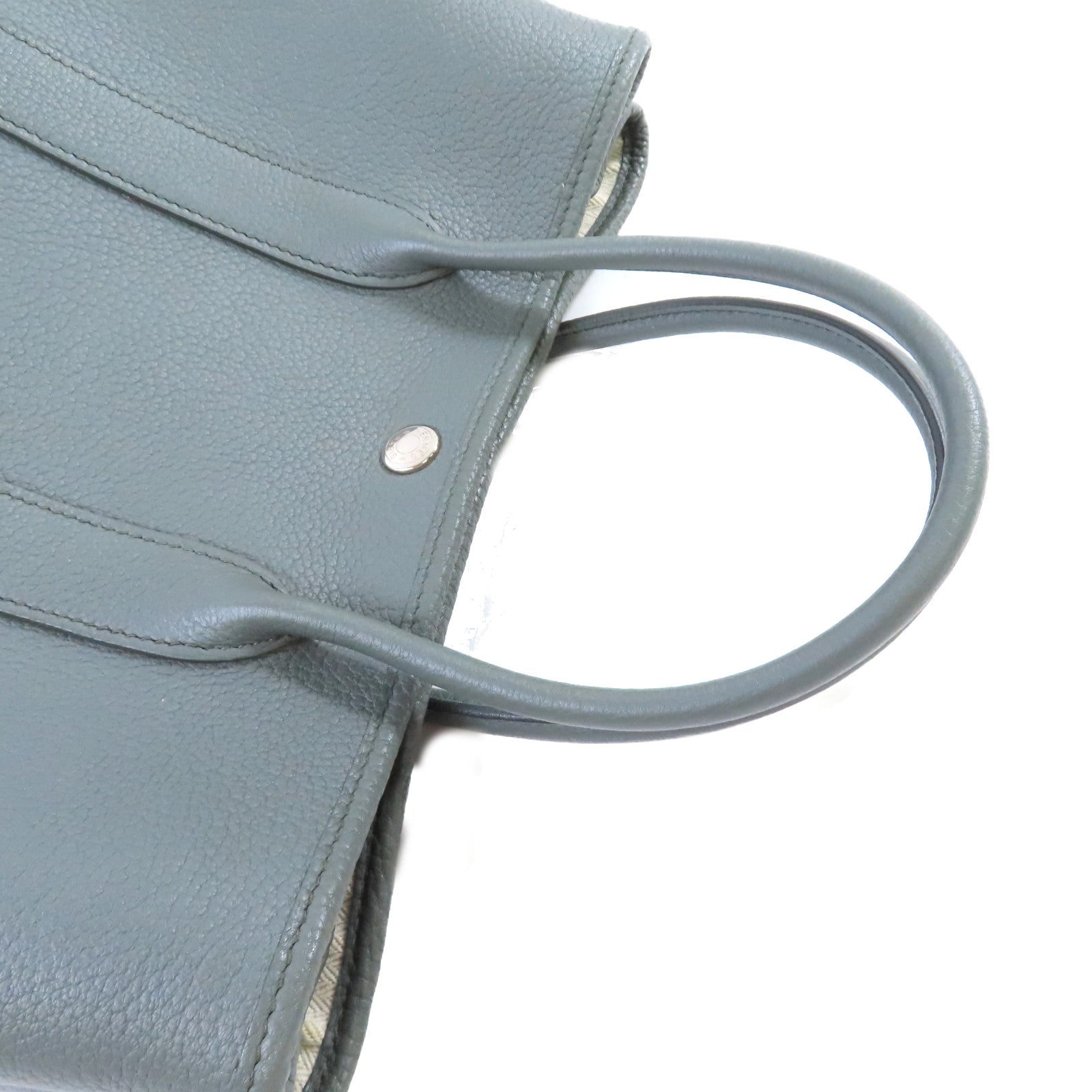 HERMES Negonda皮革Garden Party TPM Tote Bag銀扣手挽袋63 Vert Amande杏仁綠色