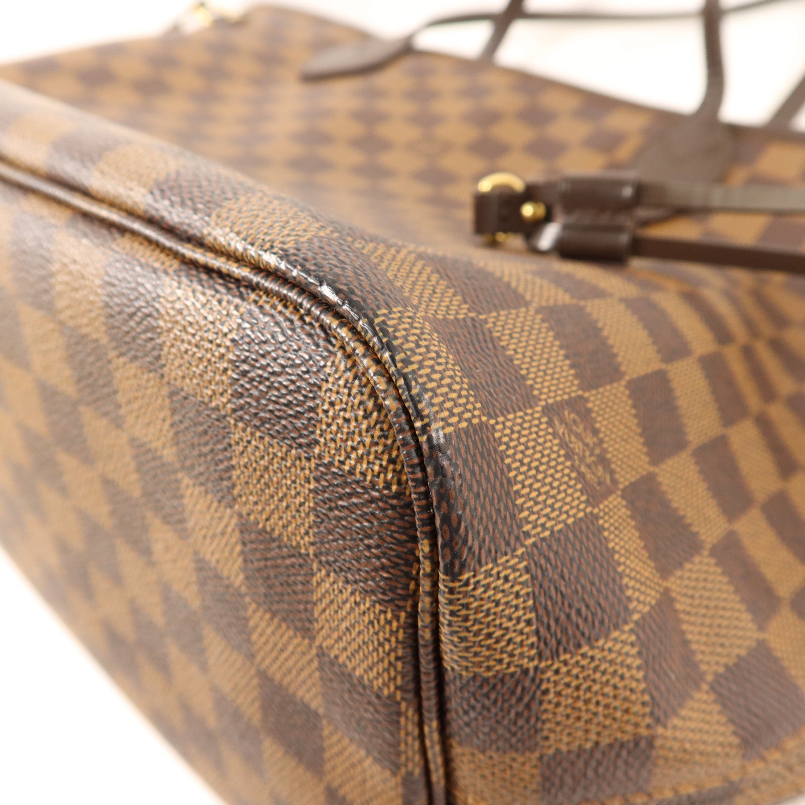 LOUIS VUITTON Damier Neverfull MM金扣手挽袋