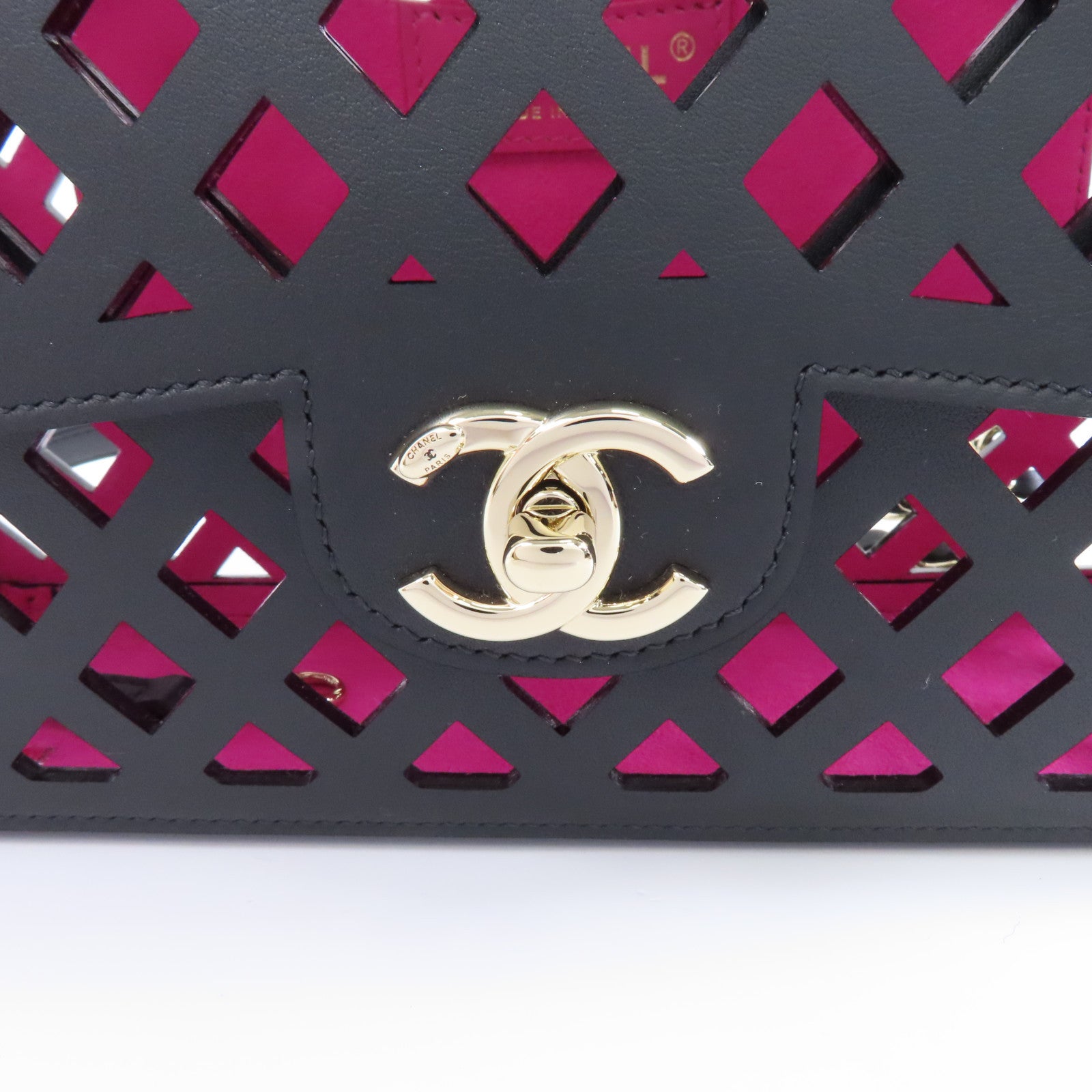 CHANEL 牛皮皮革Chain Shoulder Bag金扣肩背袋黑色