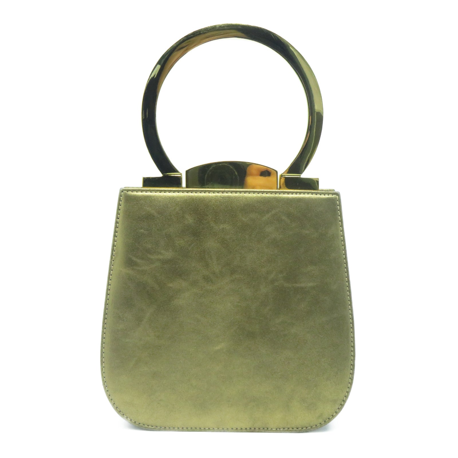 Salvatore Ferragamo 【清倉大減價】牛皮皮革Handbag金扣手挽袋金色