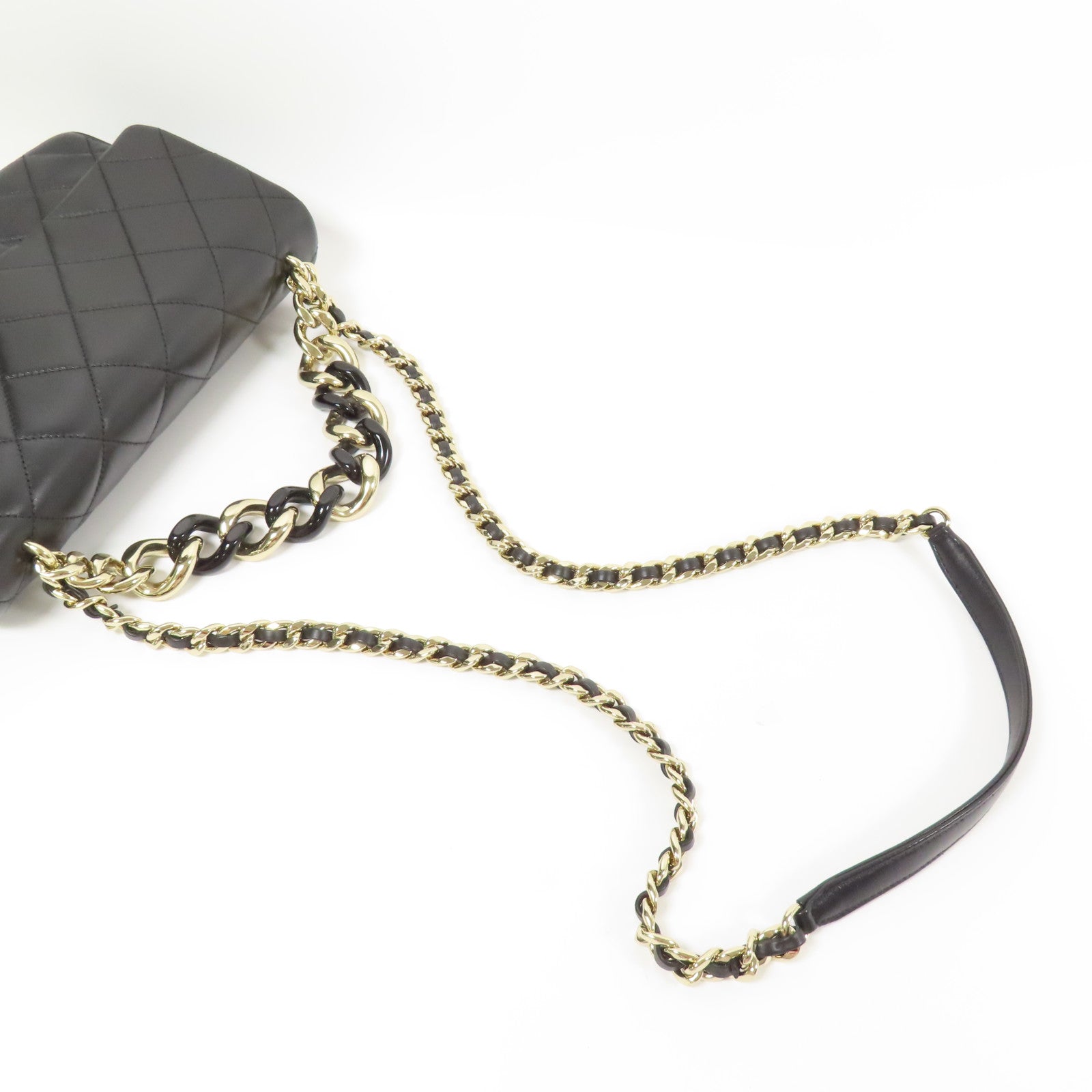 CHANEL 牛皮皮革Chain Flap Bag金扣鏈帶肩背袋