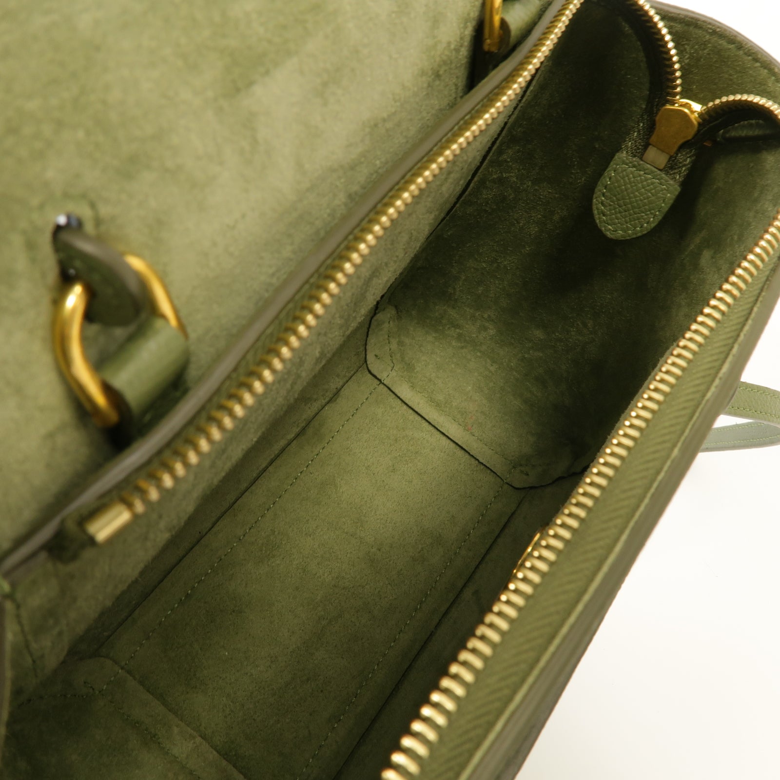 CELINE 牛皮皮革Nano Belt Bag金扣手挽肩背兩用袋綠色