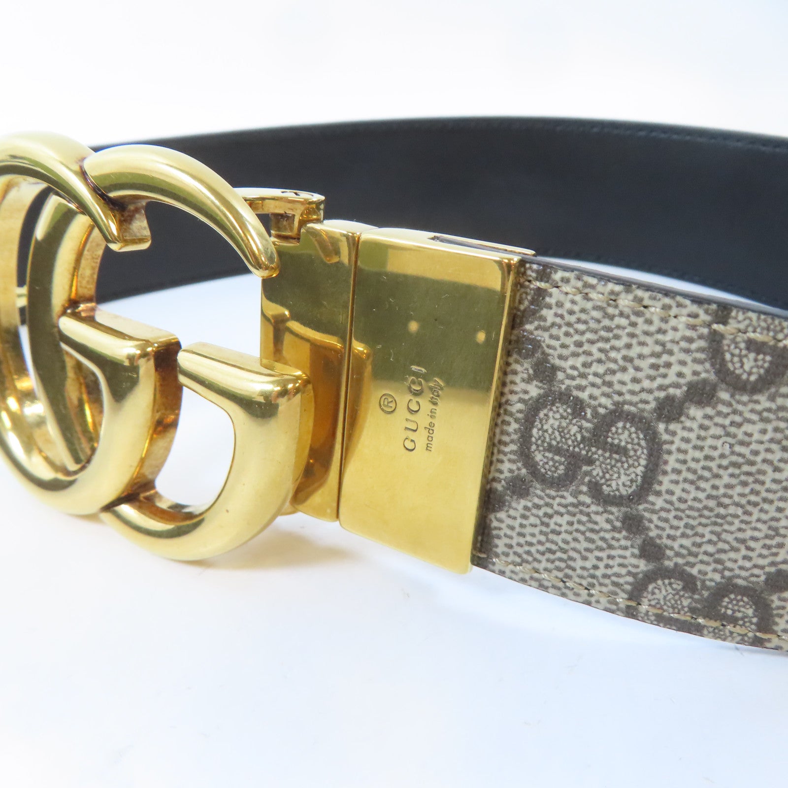 GUCCI 【激減優惠】PVC GG Marmont Reversible Belt皮帶米色