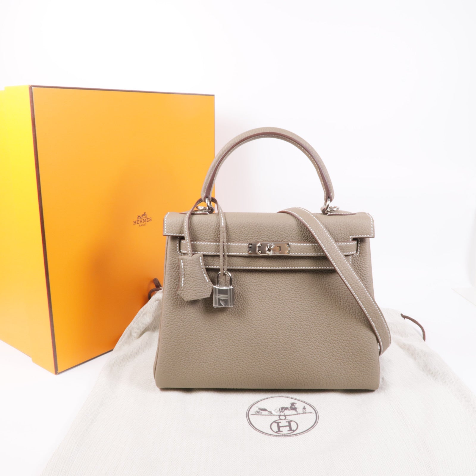 HERMES【激減優惠】 Togo皮革Kelly 25銀扣手挽肩背兩用袋