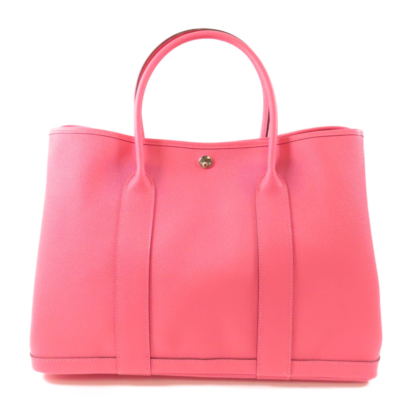 HERMES Epsom皮革Garden Party PM銀扣手挽袋Rose Azalee