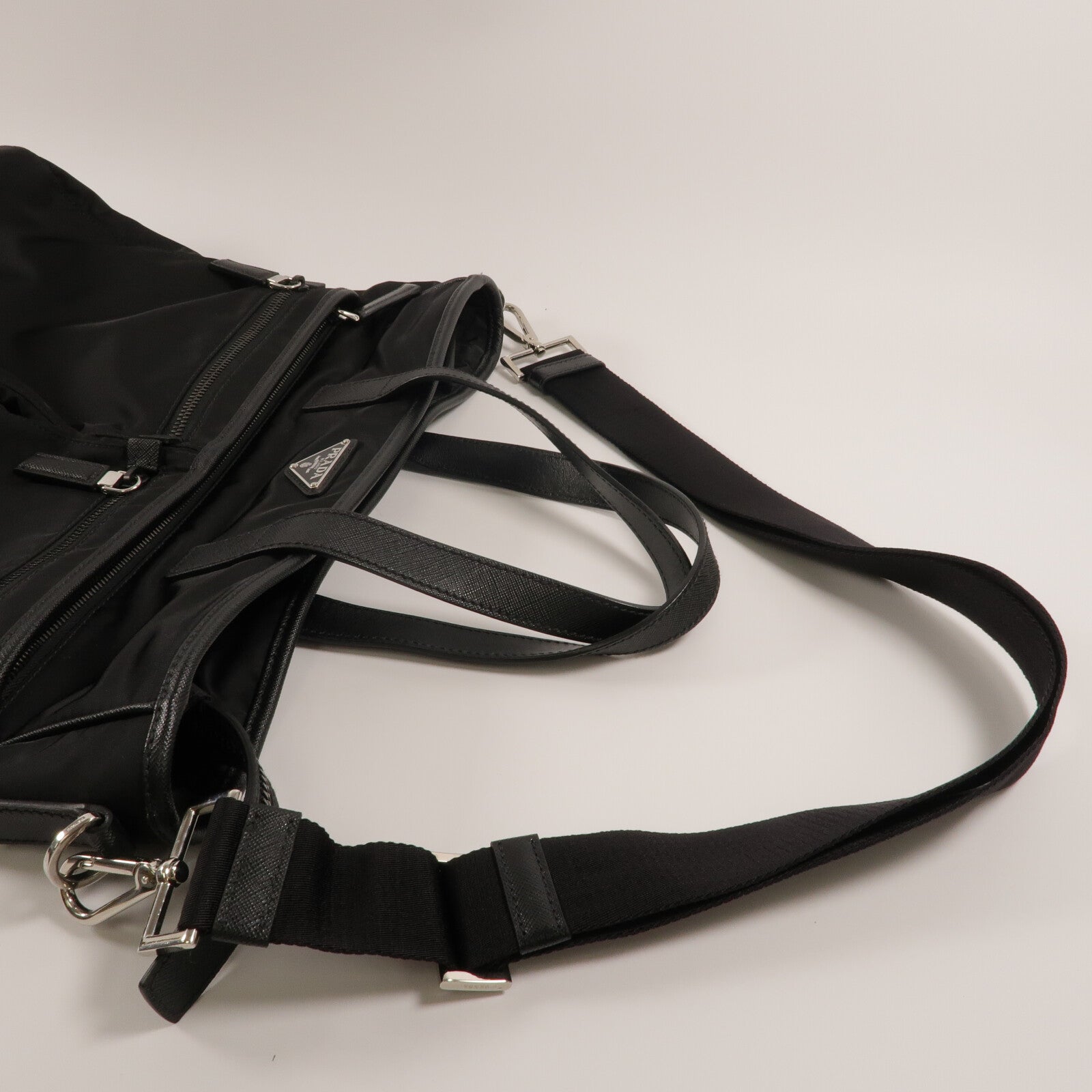 PRADA 尼龍/Saffiano皮革Tote Bag手挽肩背兩用袋