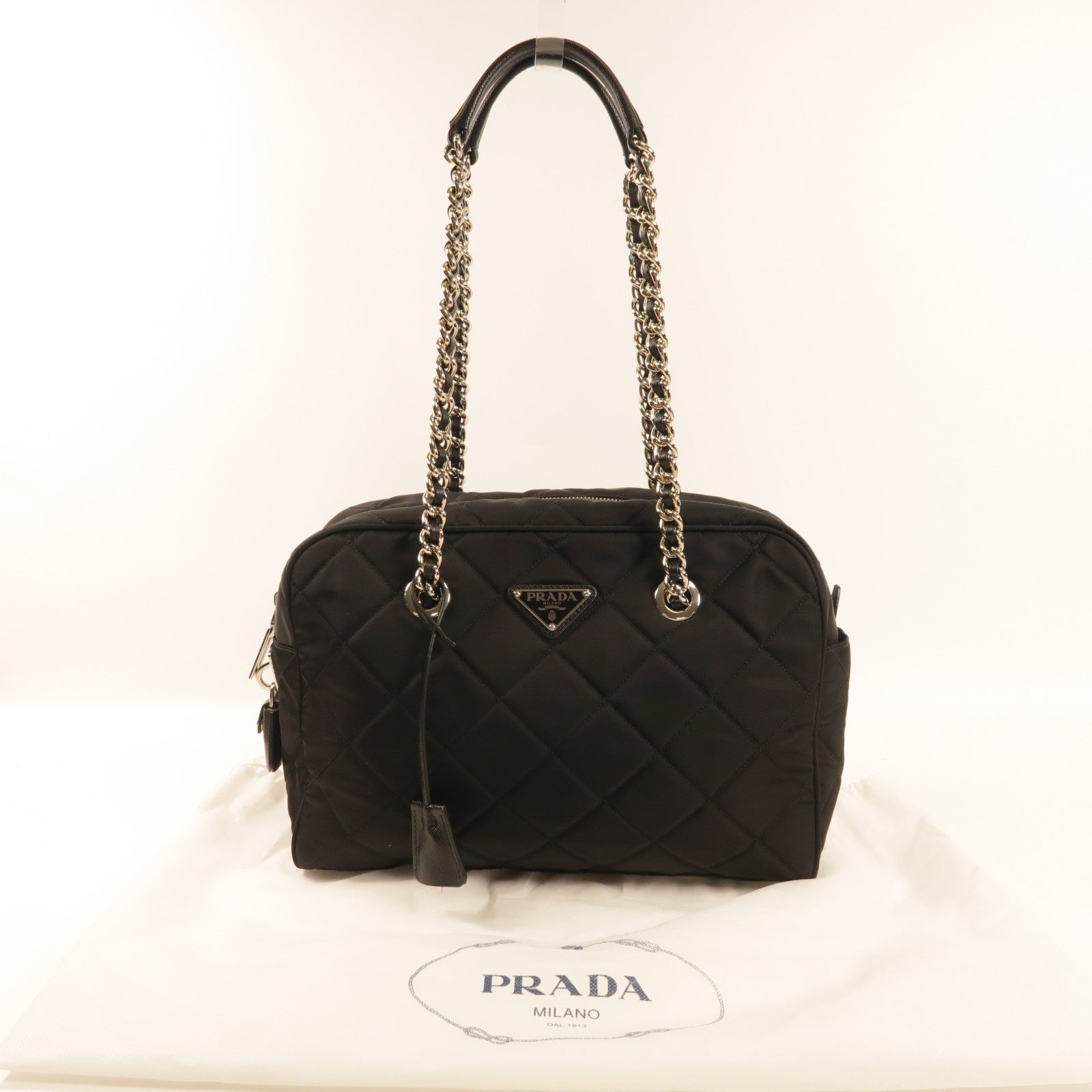 PRADA 尼龍Shoulder Bag銀扣肩背袋