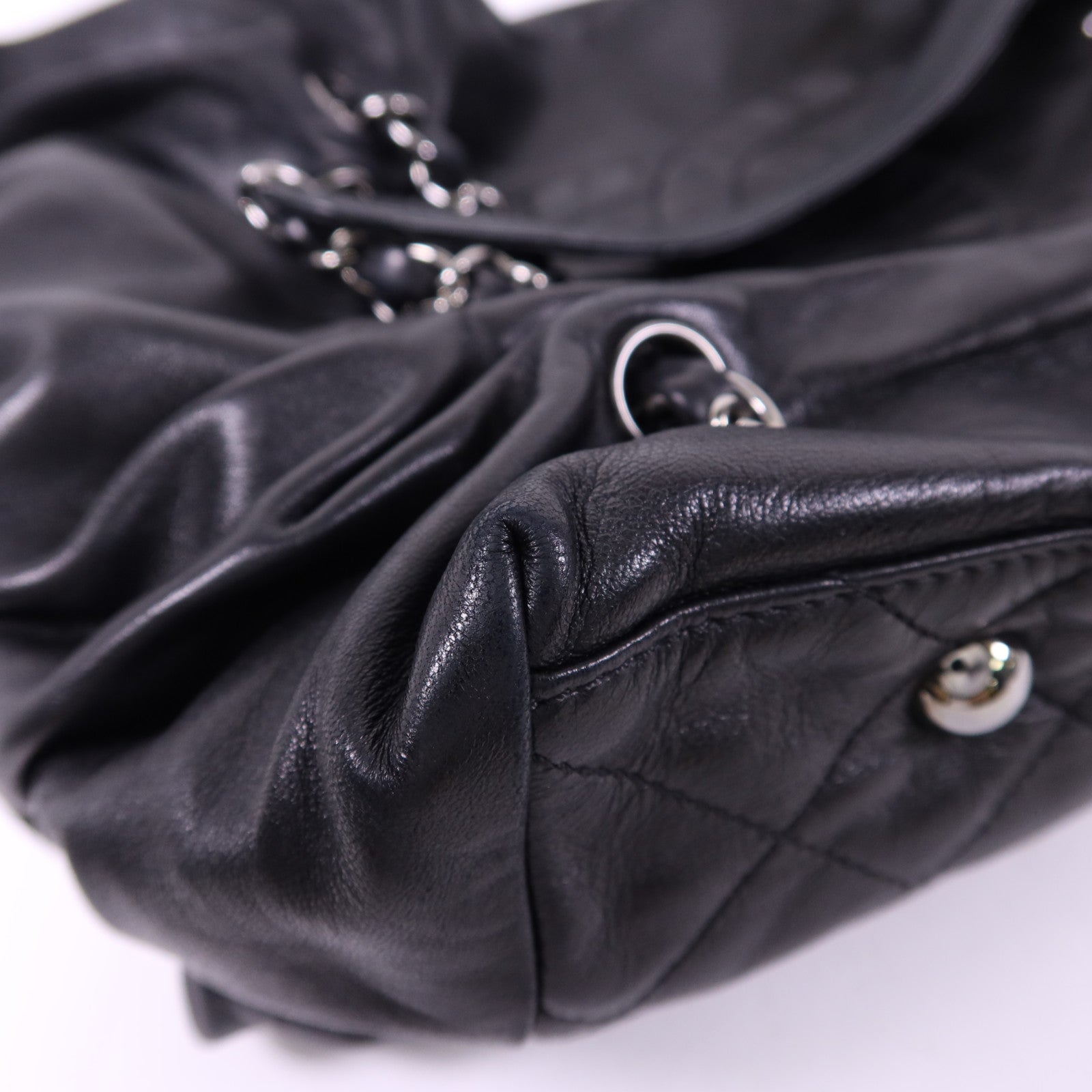 CHANEL 羊皮皮革Chain Shoulder Bag銀扣肩背袋