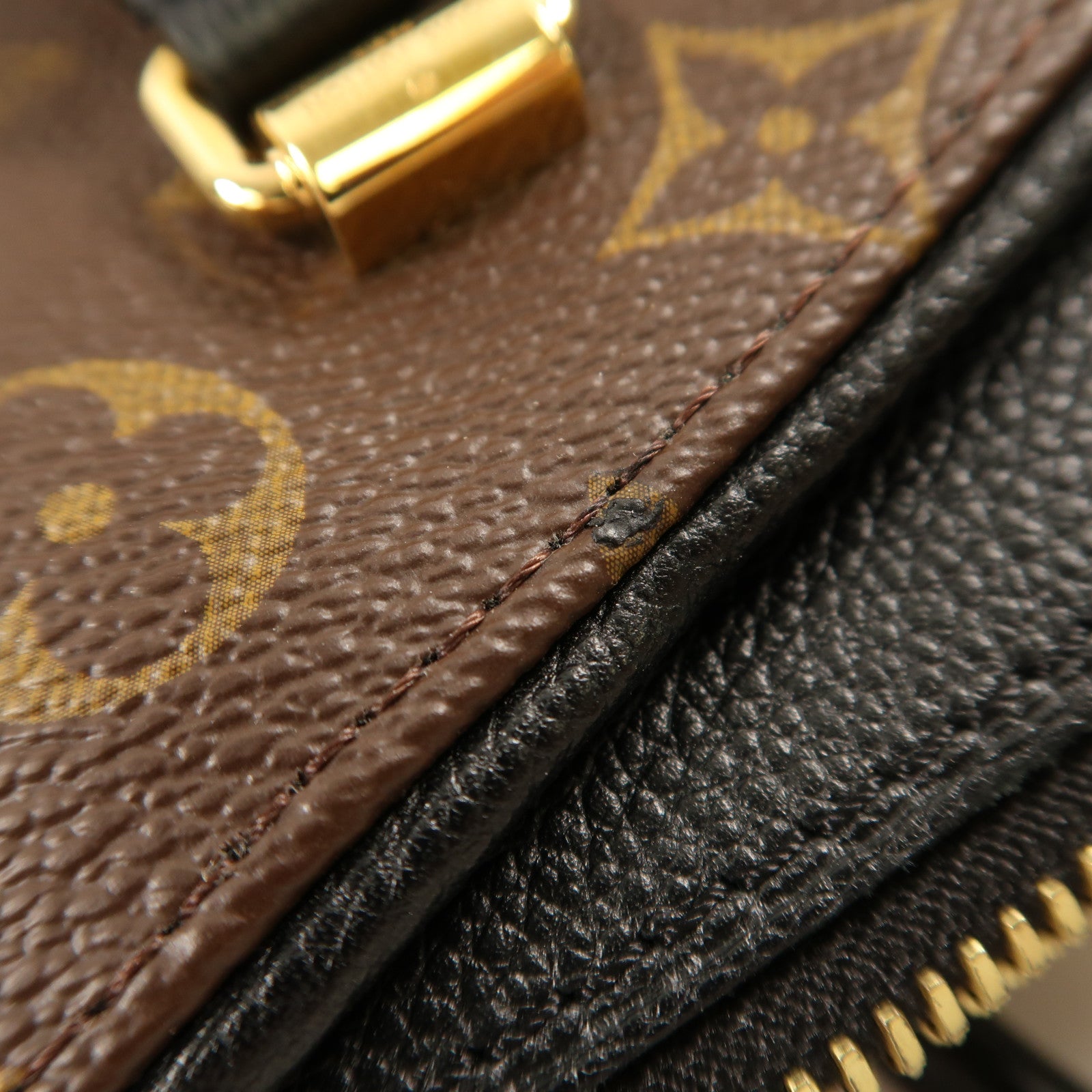 LOUIS VUITTON Monogram Pallas BB金扣手挽肩背兩用袋啡色/黑色