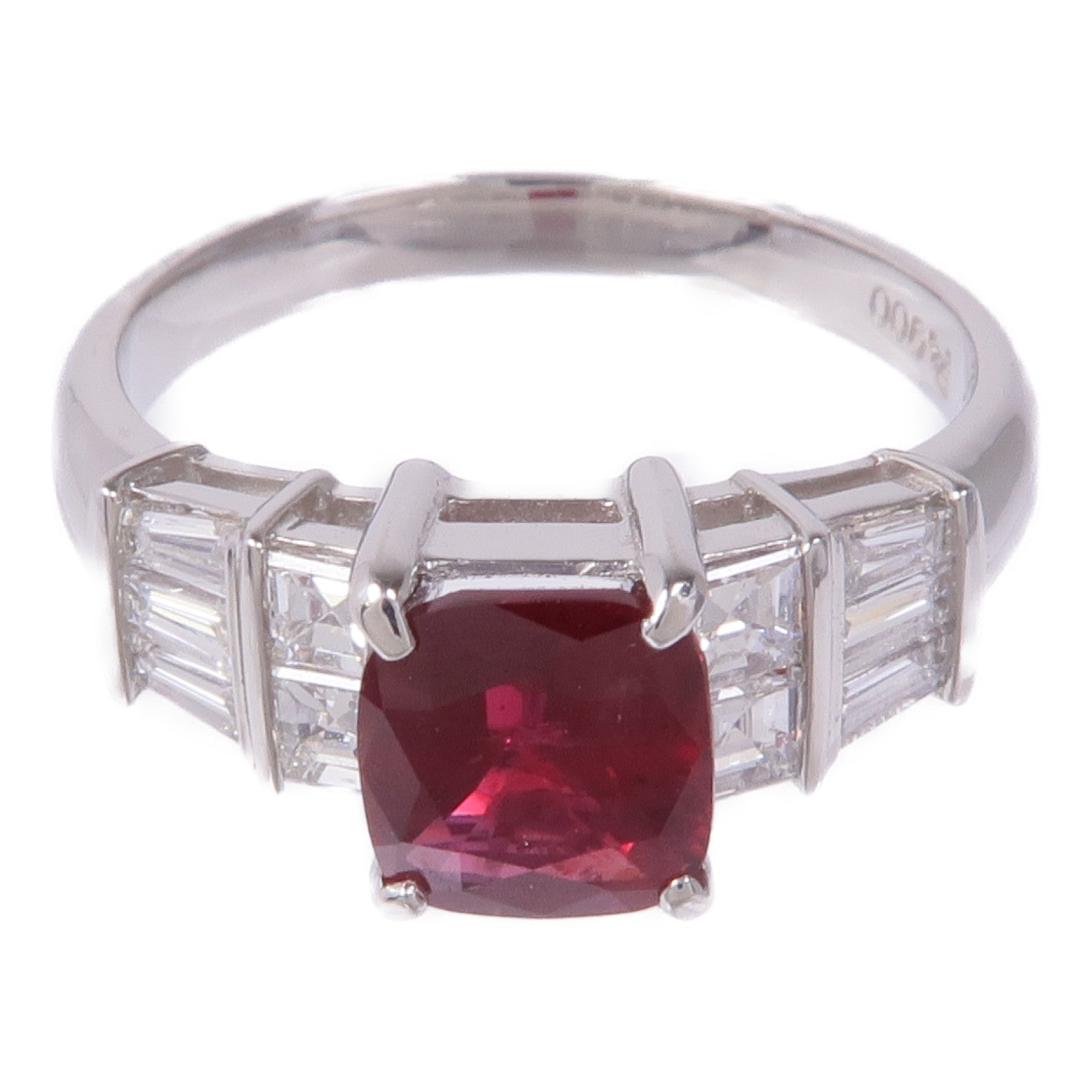 JEWELRY PT900鉑金Ruby/Diamond Ring紅寶石/鑽石戒指US#7.25