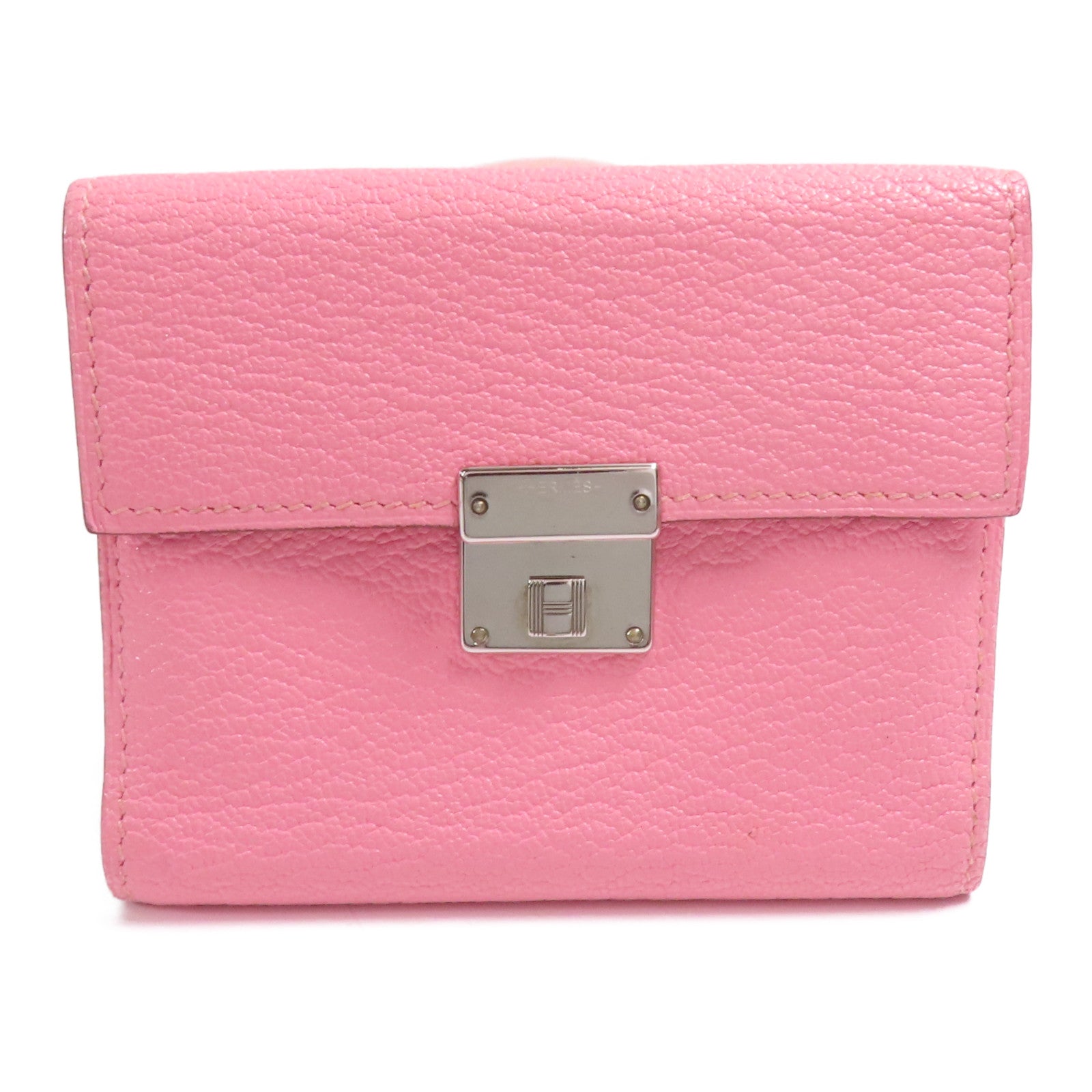 HERMES Chevre皮革Clic 16 Card Holder銀扣卡片套Rose Confetti