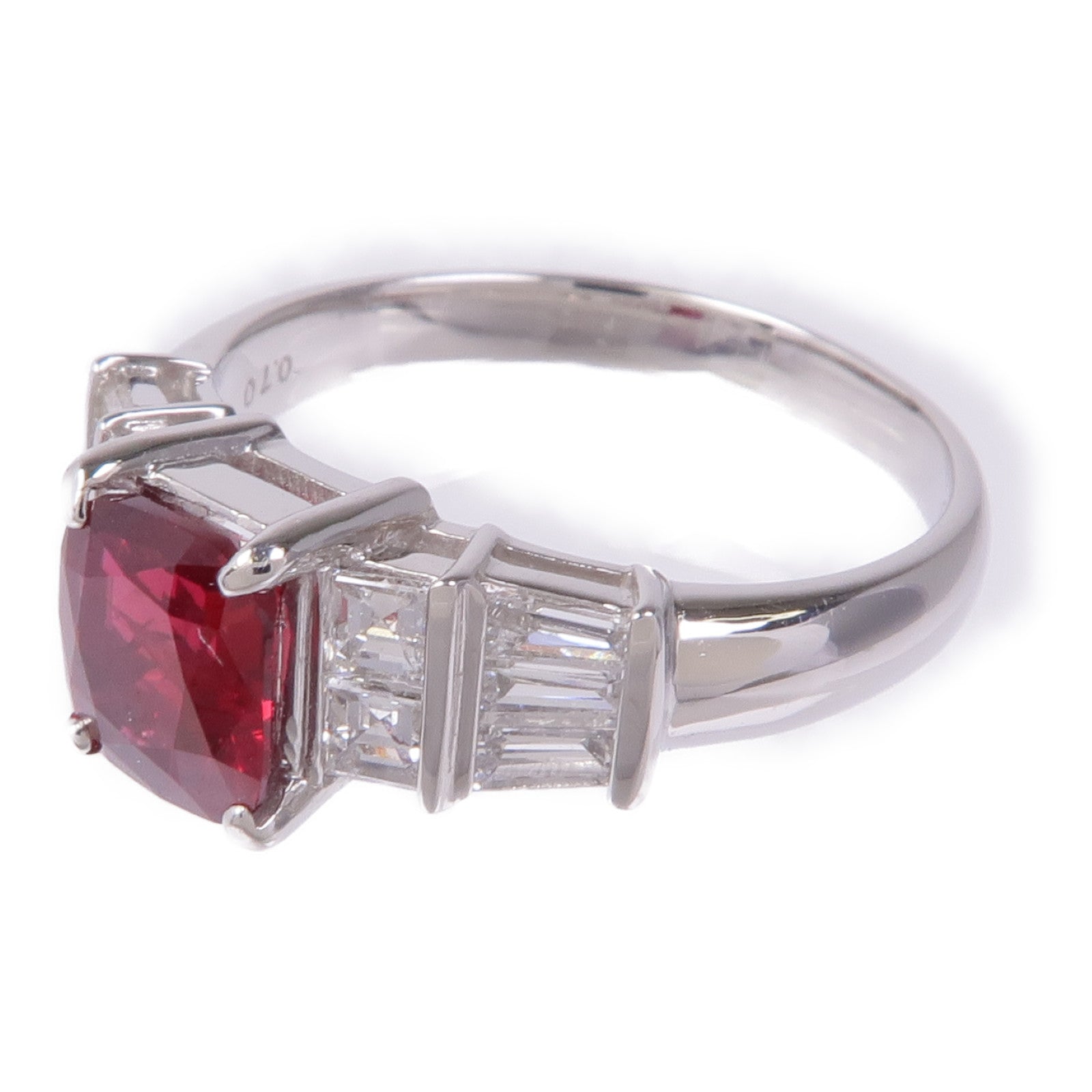 JEWELRY 【激減優惠】PT900鉑金Ruby/Diamond Ring紅寶石/鑽石戒指US#7.25