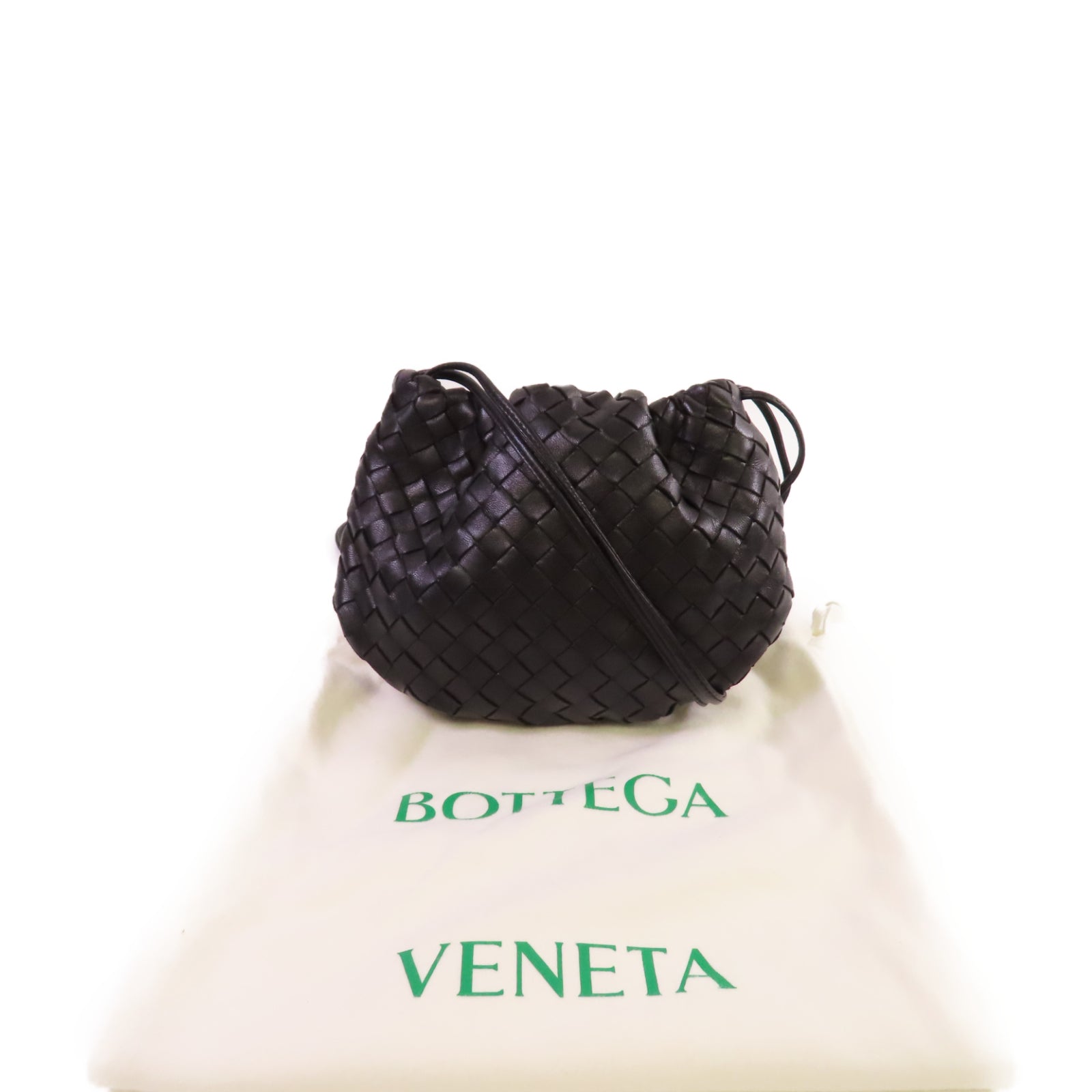 BOTTEGA VENETA 織紋皮革Mini Bulb Shoulder Bag金扣肩背袋黑色